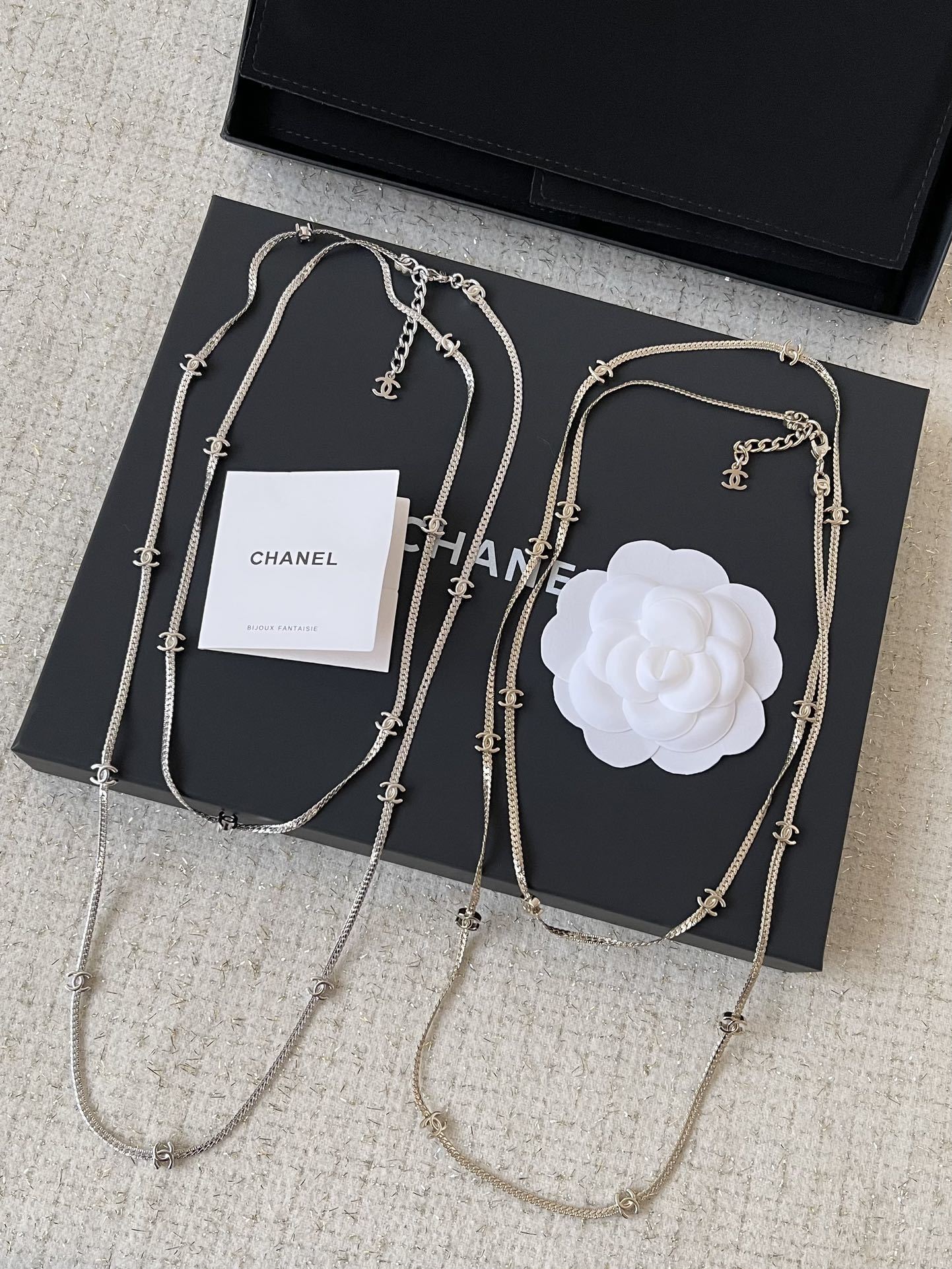 Luxury Double CC Logo Long Chain Necklace - Elegant Designer Style