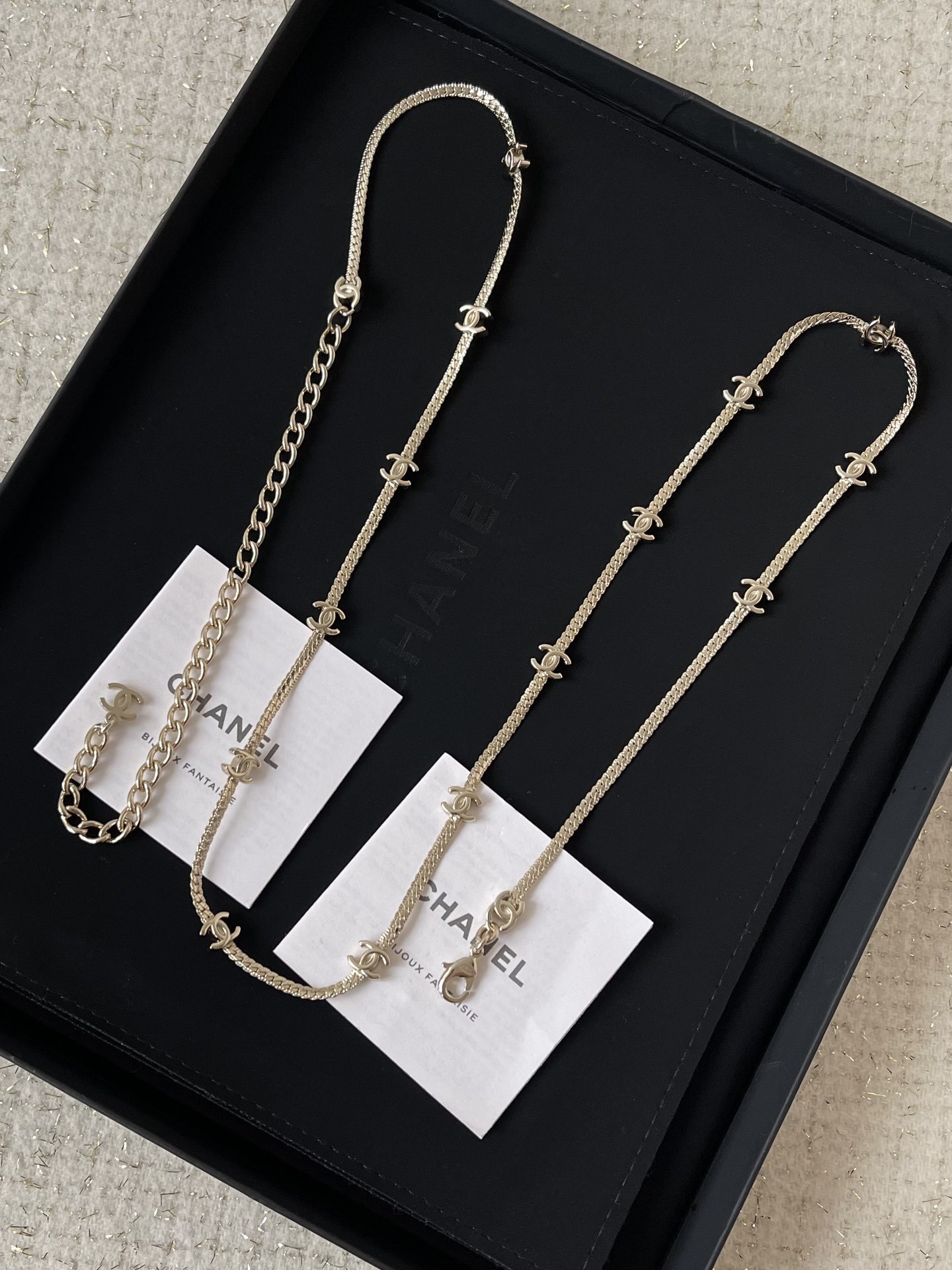 Chanel CC Logo Long Sautoir Necklace - Elegant Gold Tone Jewelry