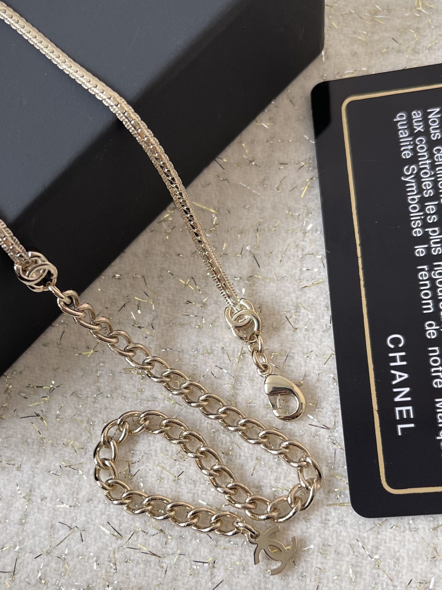 Elegant Chanel CC Logo Station Chain Necklace - Designer Jewelry