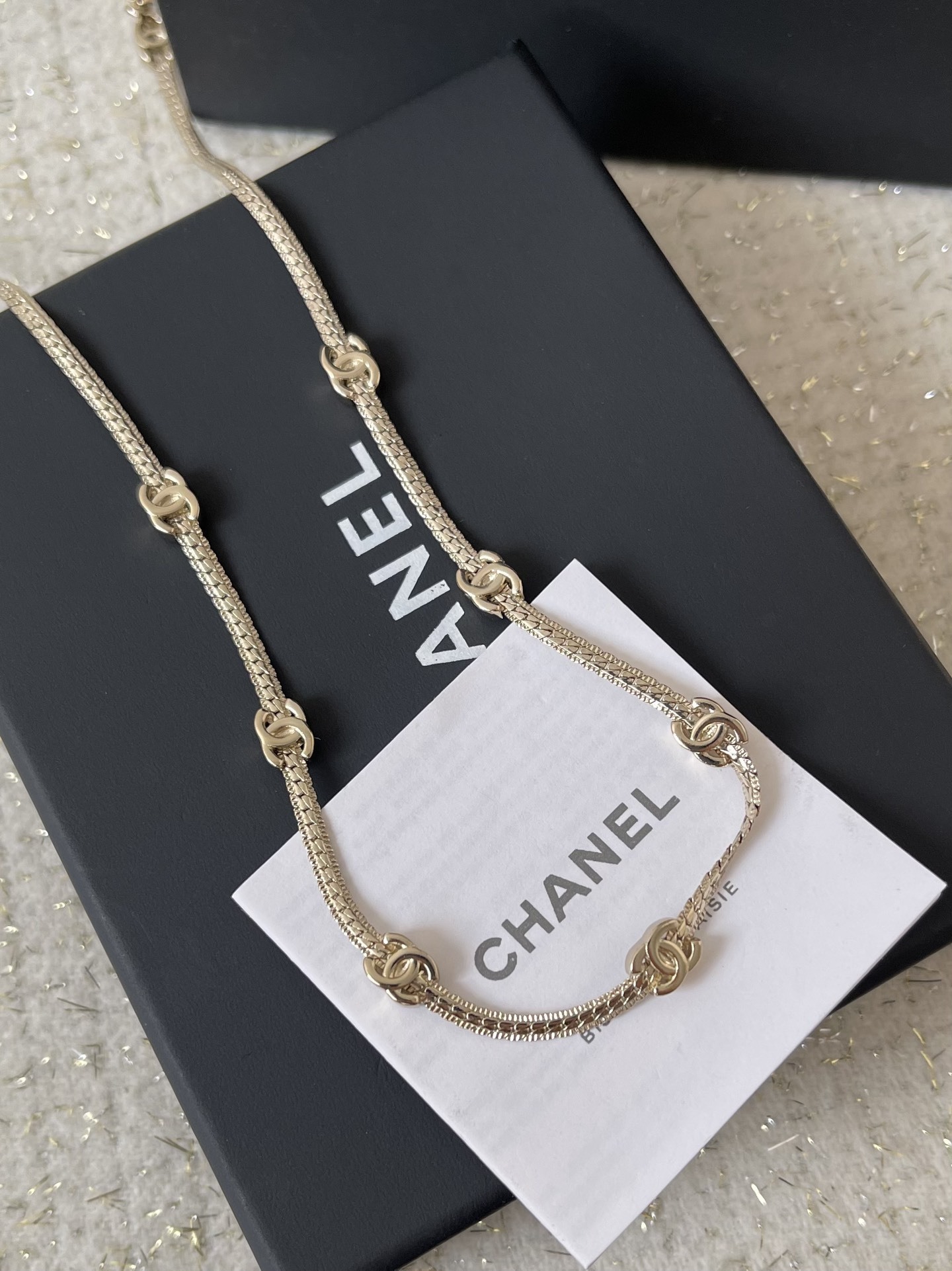 Elegant Chanel CC Logo Station Chain Necklace - Designer Jewelry