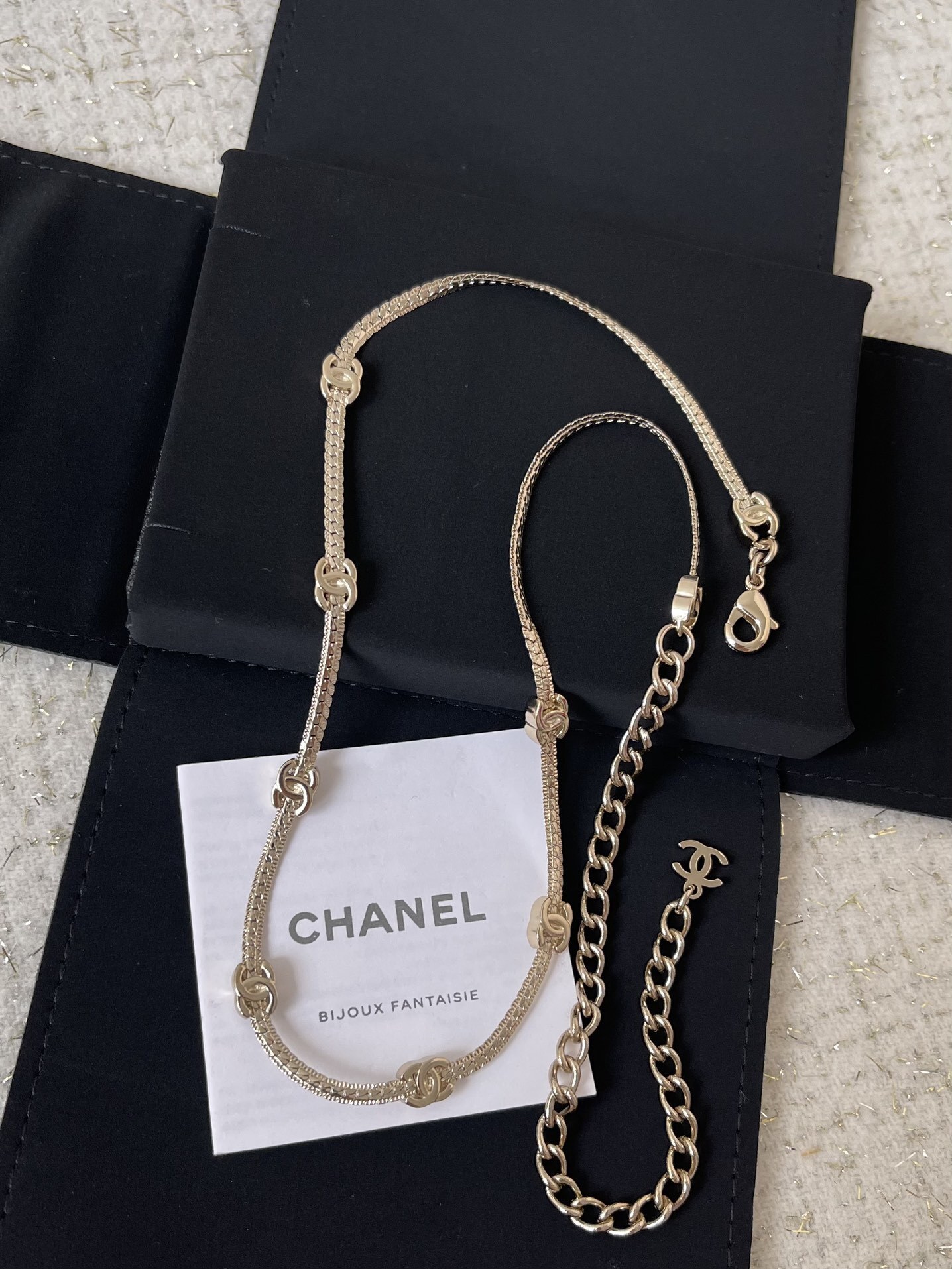 Elegant Chanel CC Logo Station Chain Necklace - Designer Jewelry