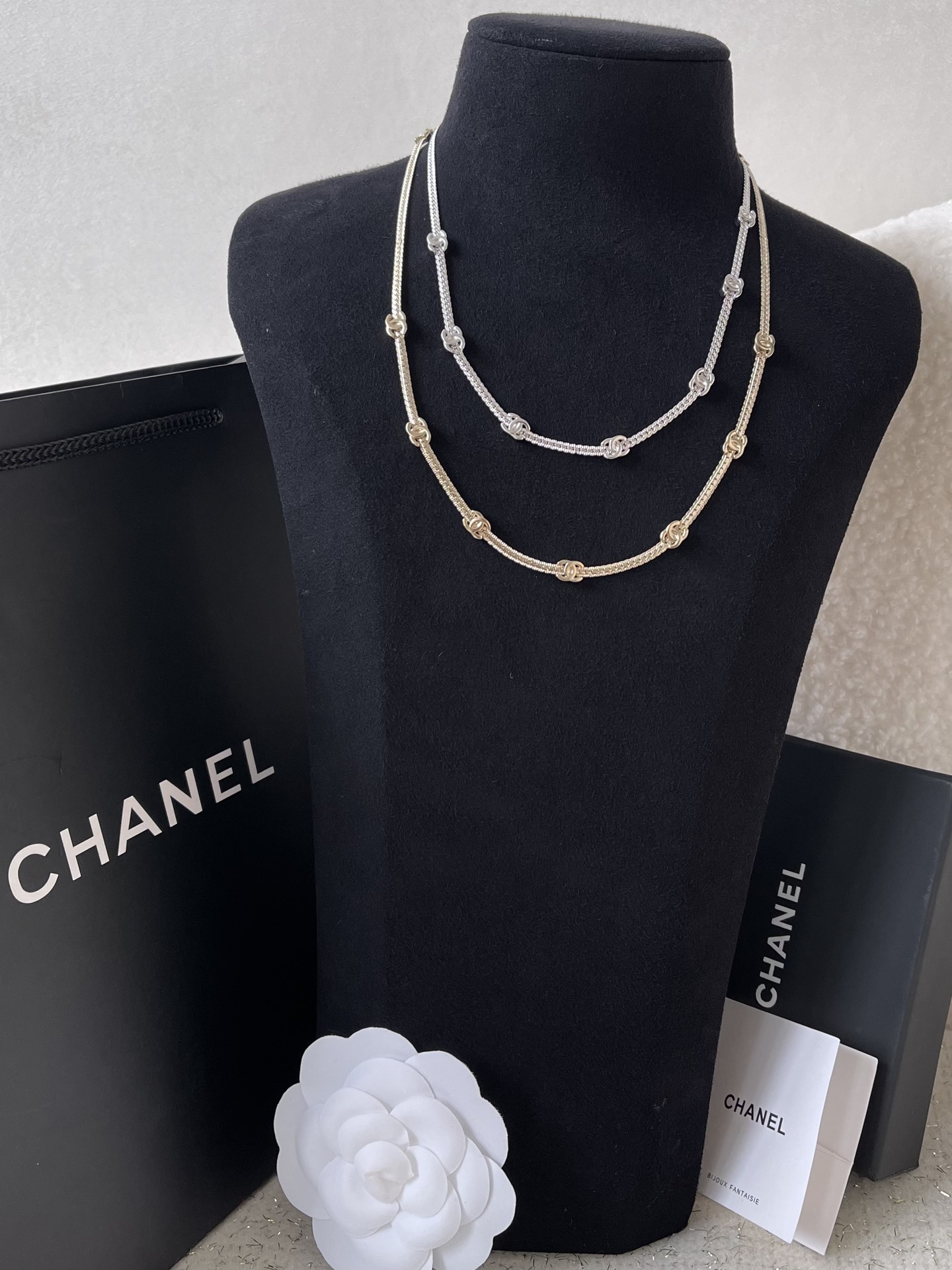 Elegant Chanel CC Logo Station Chain Necklace - Designer Jewelry