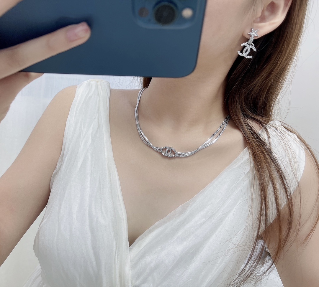 Chanel Gold-Tone Multi-Strand Choker Necklace with CC Logo