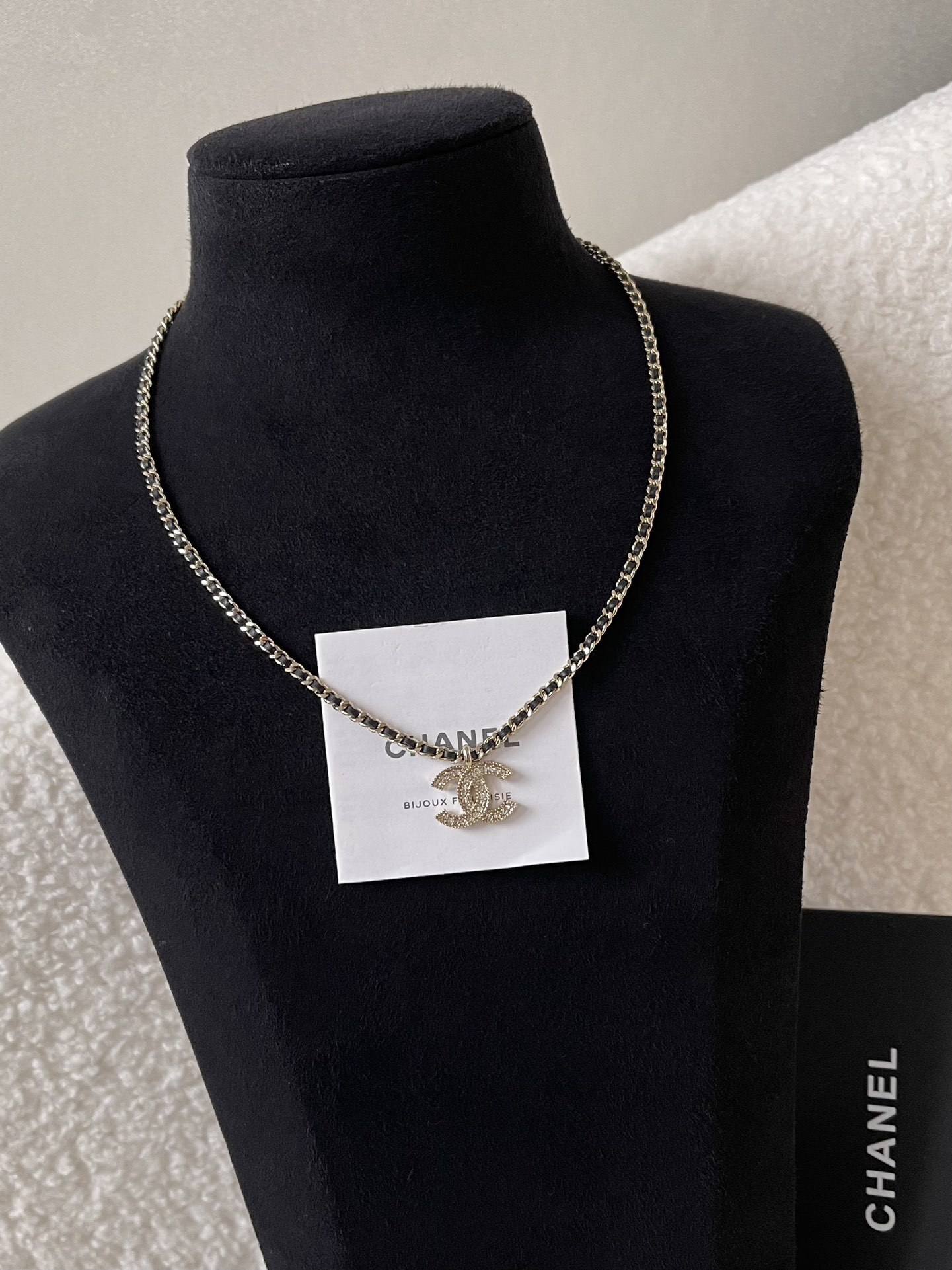 Luxury Crystal Double C Pendant Necklace and Earrings Jewelry Set