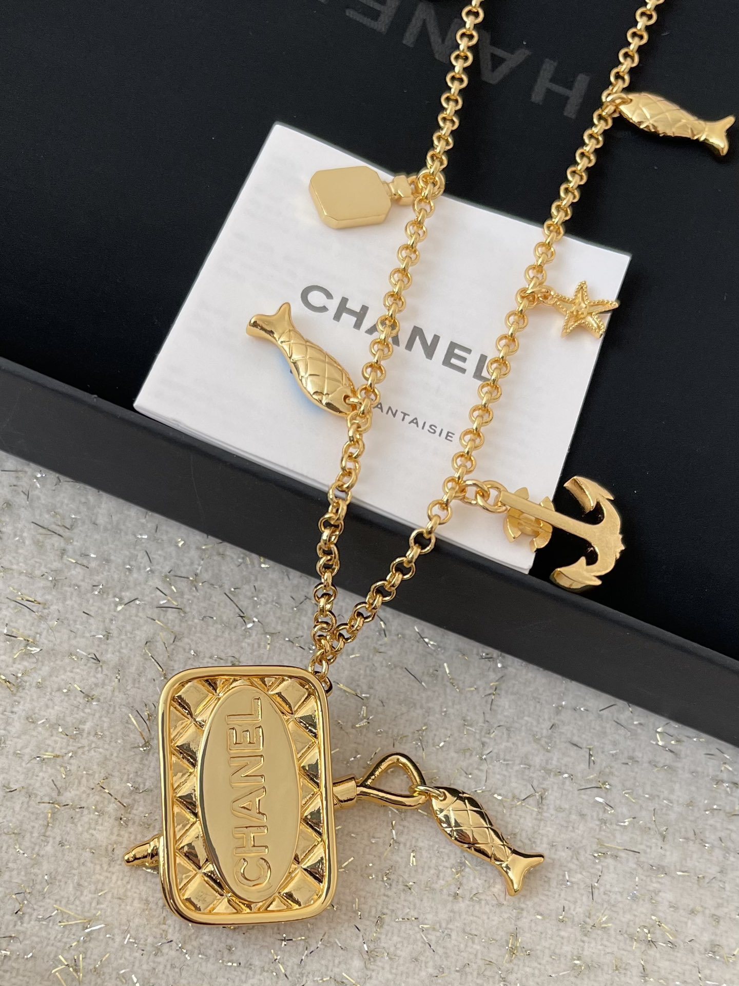 Chanel Cruise 2024/25 Nautical Charm Long Necklace Gold & Pearls