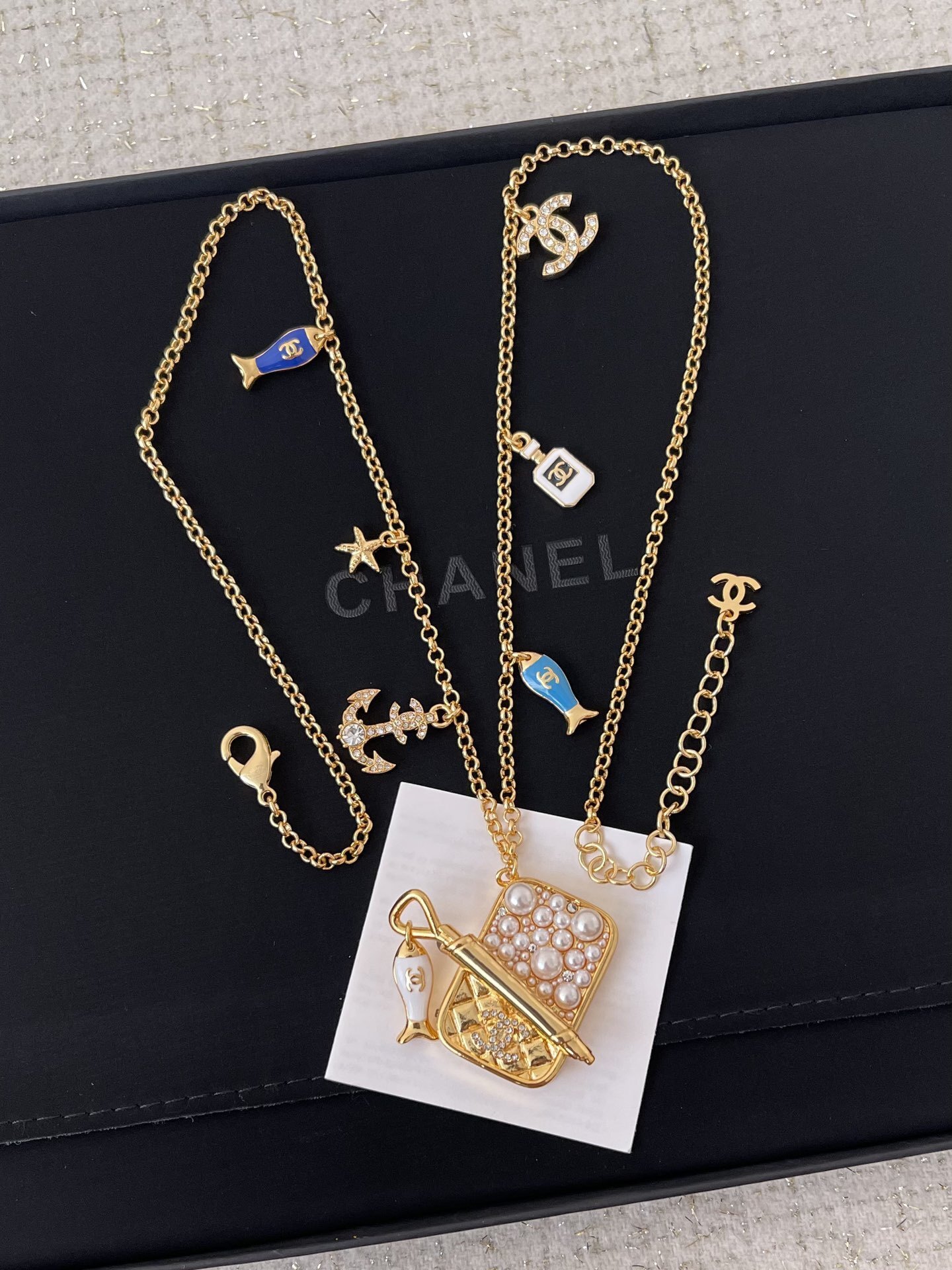 Chanel Cruise 2024/25 Nautical Charm Long Necklace Gold & Pearls