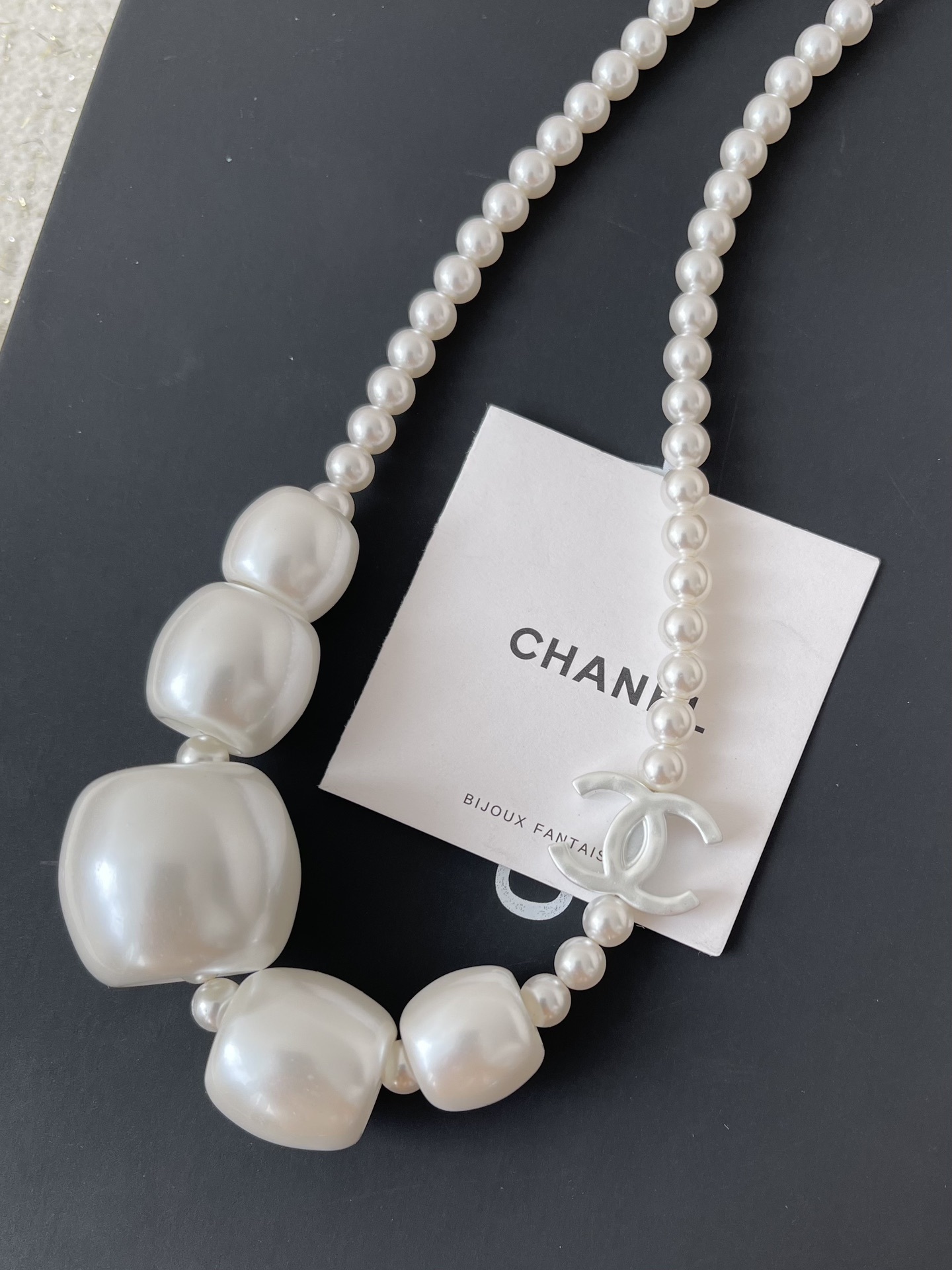 Elegant White Pearl CC Logo Necklace - Designer Inspired Jewelry