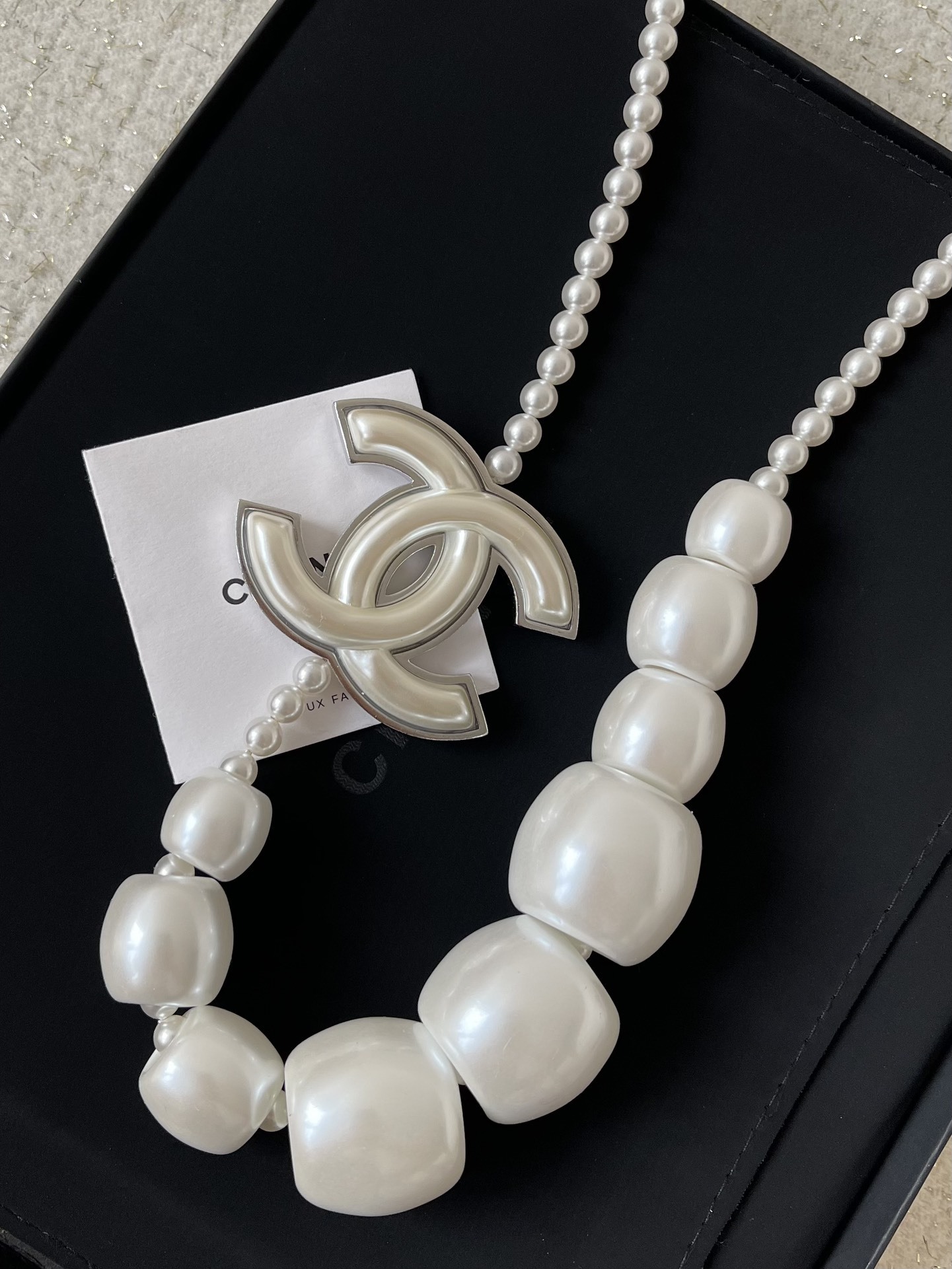Chanel 2024/25 Cruise Pearl Necklace with Oversized CC Logo