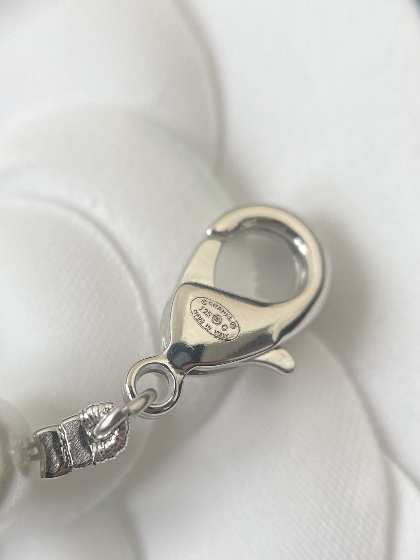 Elegant Pearl Necklace with Iconic CC Logo Charm