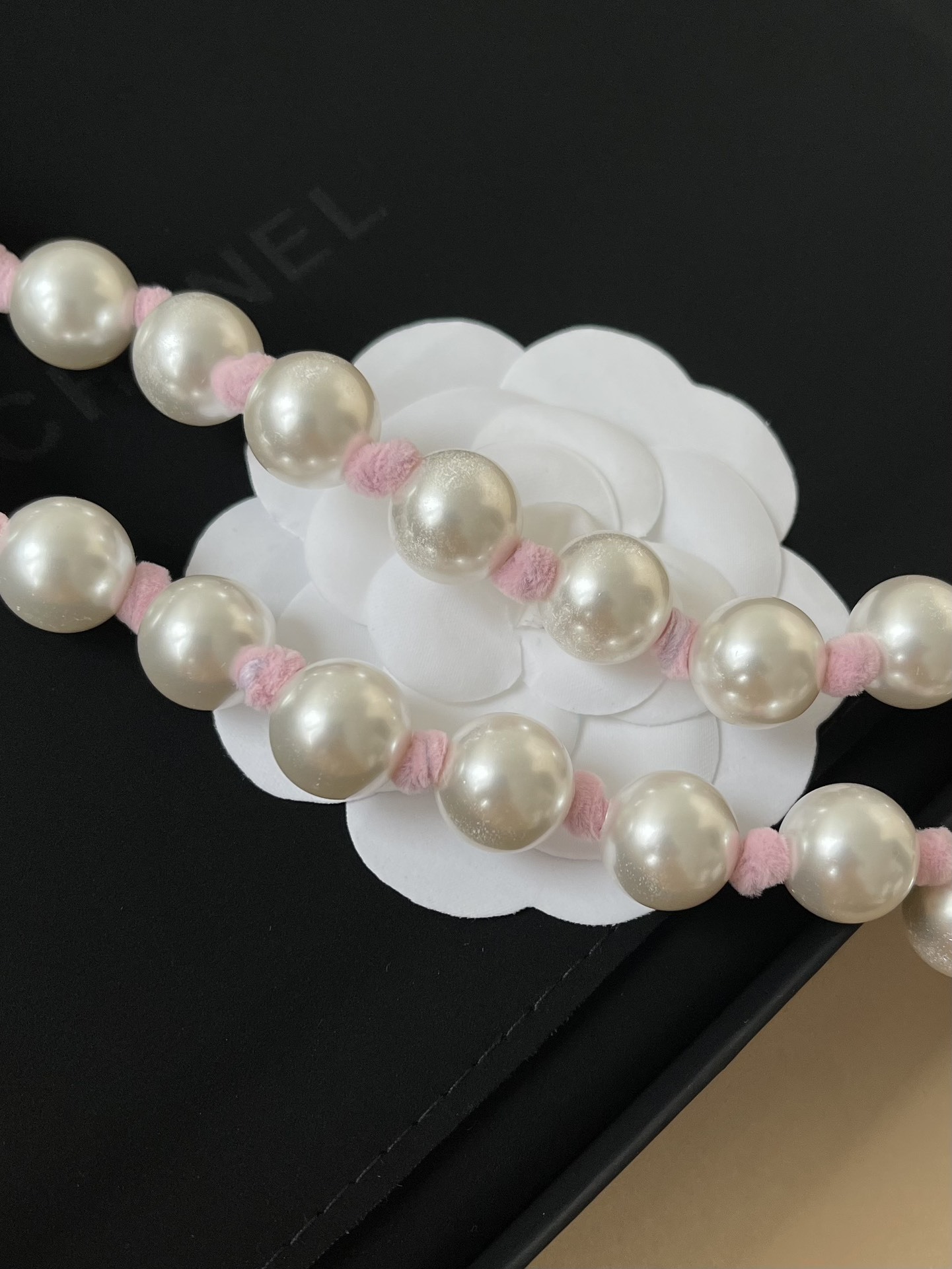 Chanel 2025 SS Pre-Collection Pink CC Long Pearl Necklace