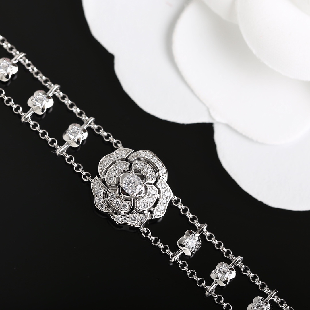 Luxury Camellia Flower Crystal Choker & Bracelet Jewelry Set