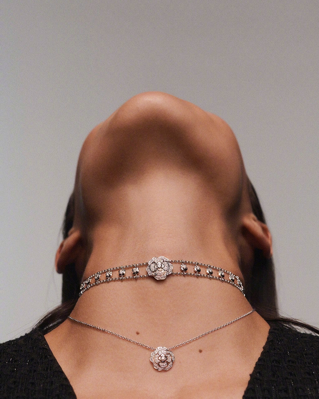 Bouton de Camélia Diamond Choker in 18K White Gold