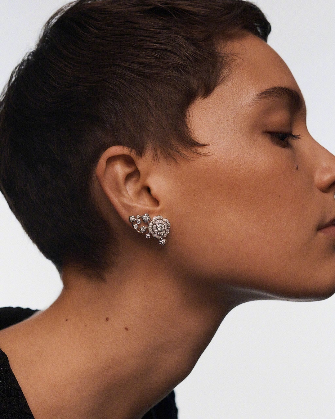 Luxury Camellia Flower Crystal Drop Earrings - Elegant Silver Jewelry