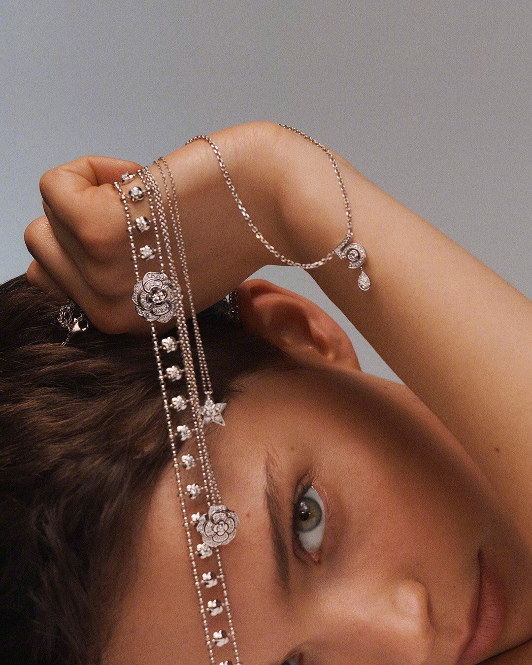 Bouton de Camélia Diamond Bracelet in 18K White Gold