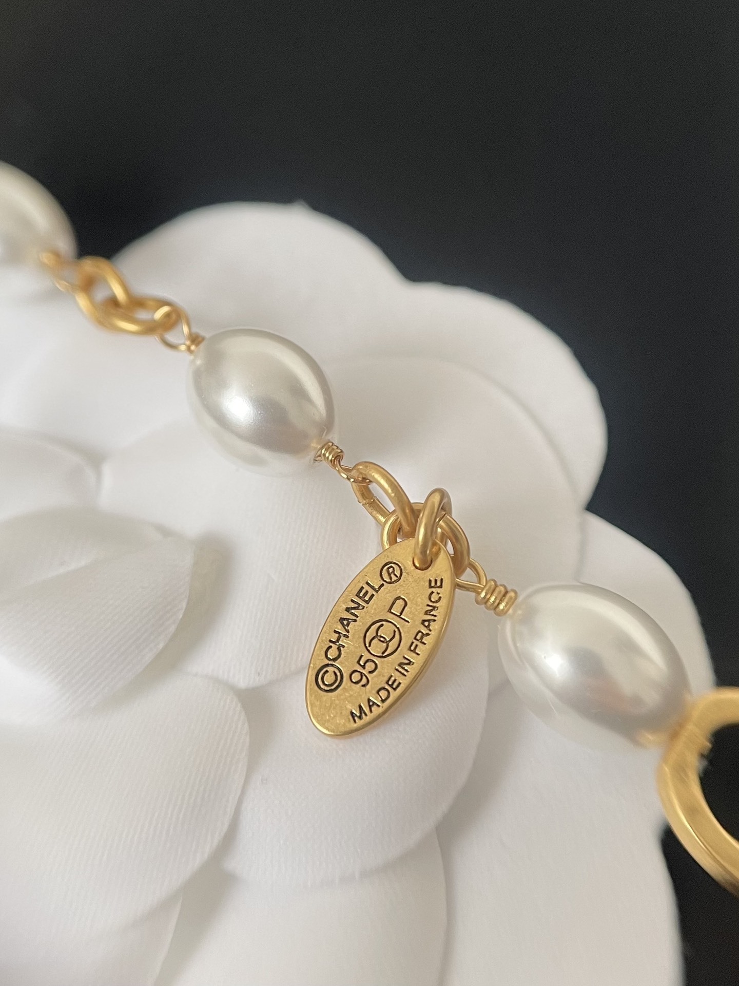 Luxury Gold CC Logo Necklace with Colorful Crystals & Pearls