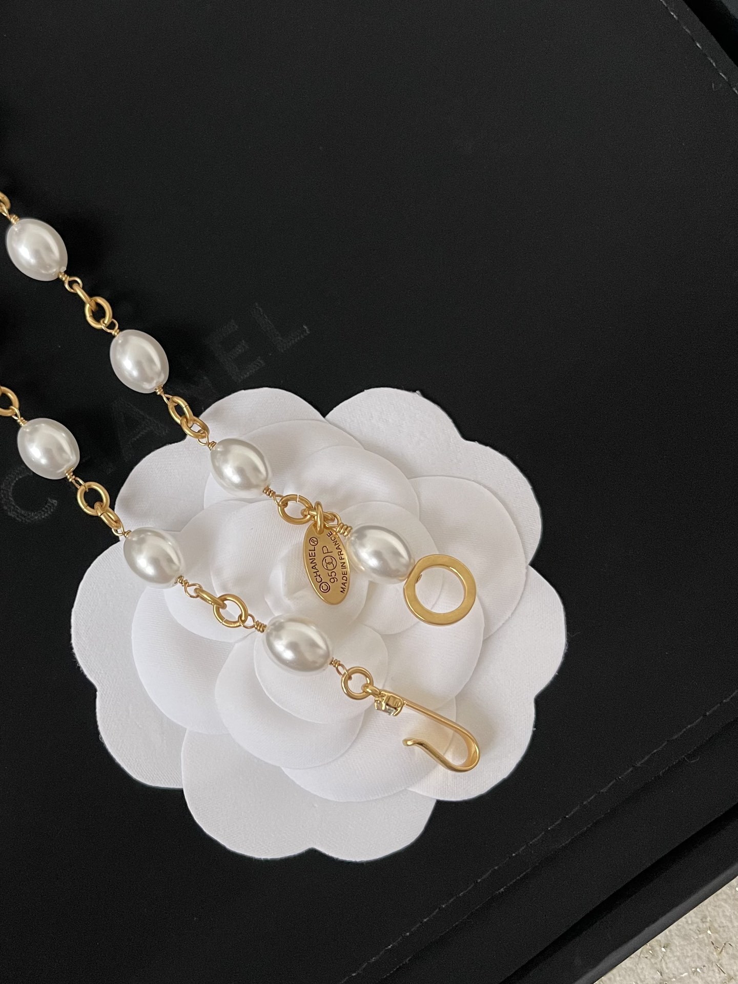 Luxury Gold CC Logo Necklace with Colorful Crystals & Pearls