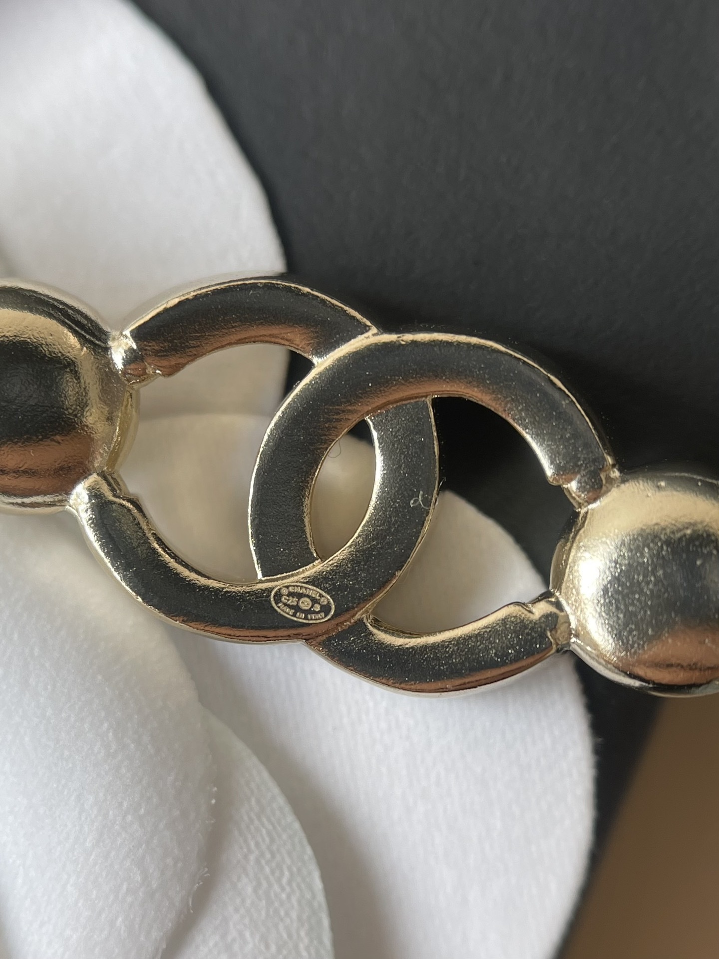 Luxury Gold-Tone Crystal CC Logo Cuff Bangle Bracelet