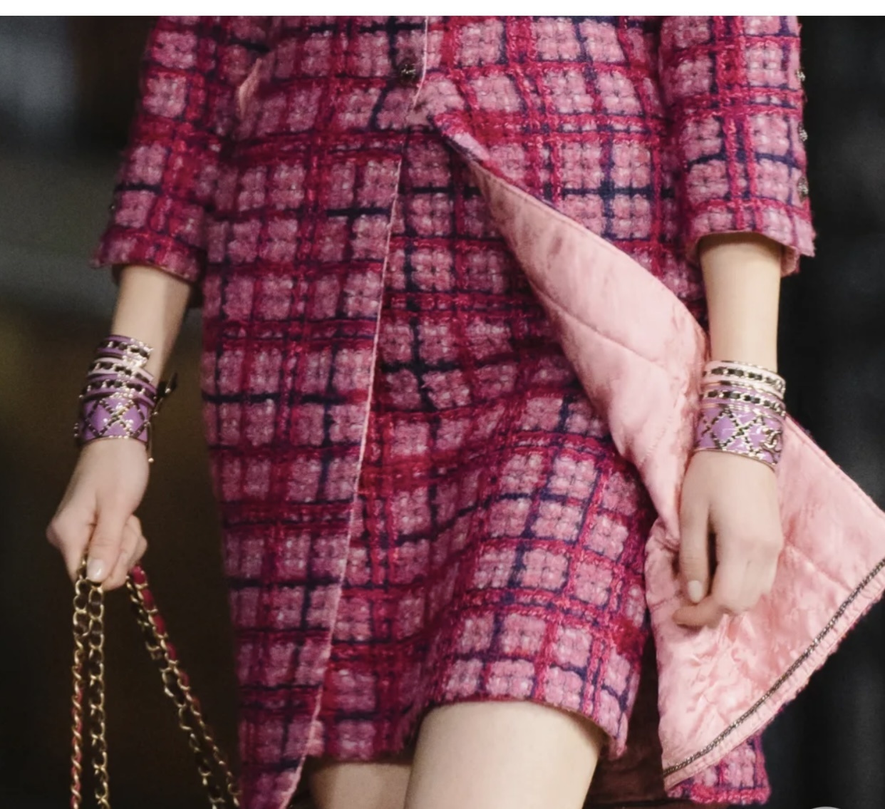 Chanel CC Quilted Cuff Bracelet - Purple Resin & Gold Metal