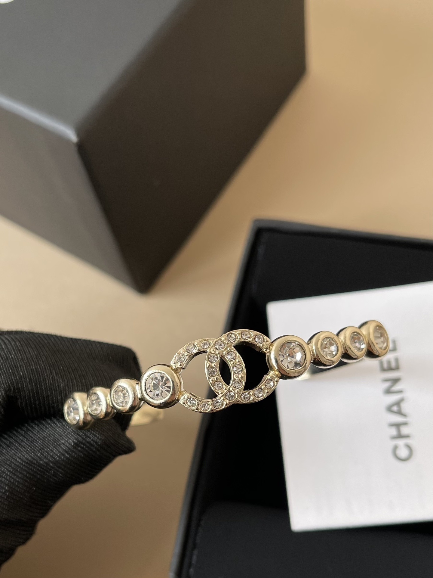Chanel Gold Crystal CC Cuff Bangle - 2025 Spring Summer Collection