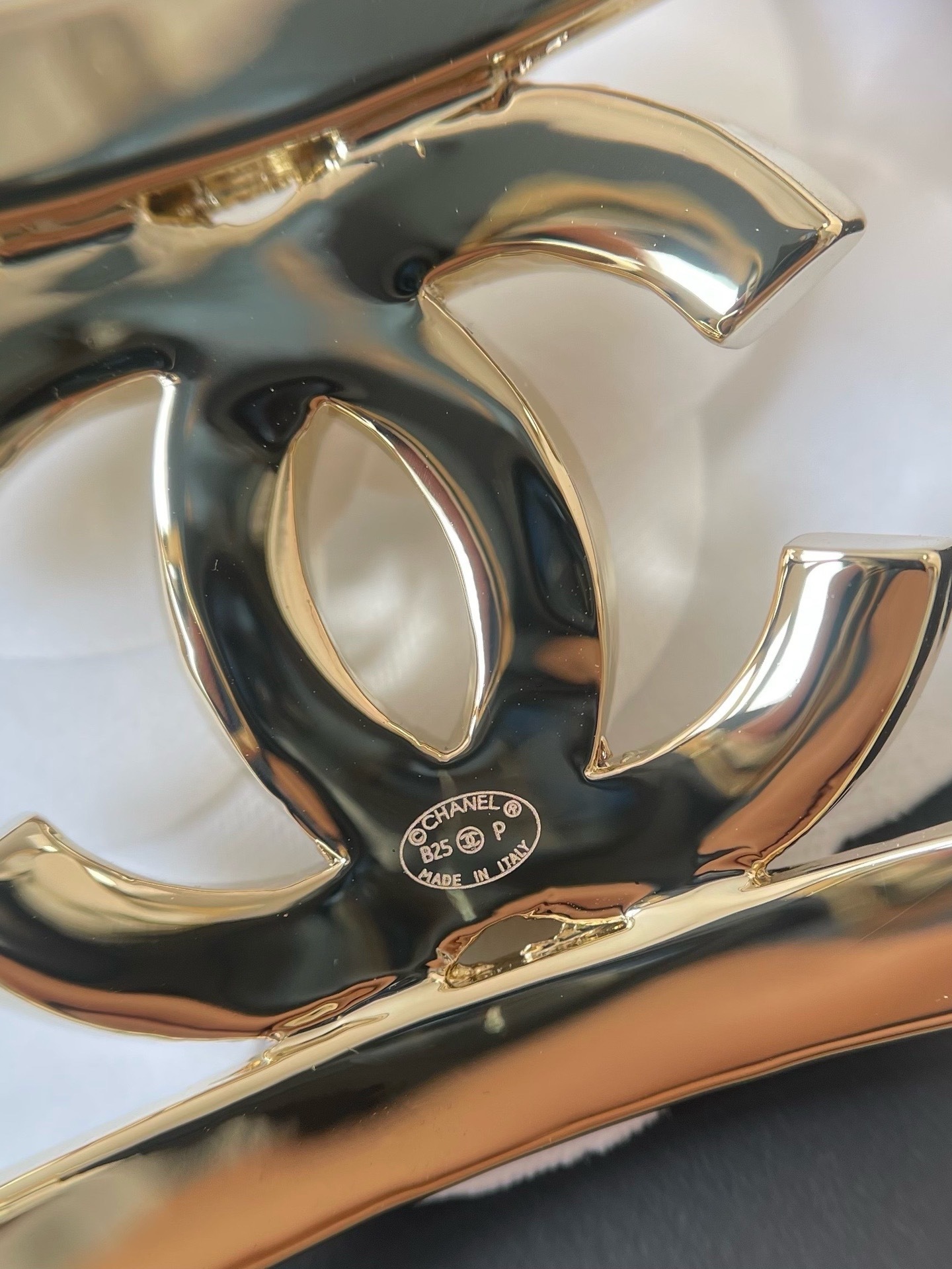 Chanel Gold Crystal CC Logo Wide Cuff Bracelet - 2025 Collection