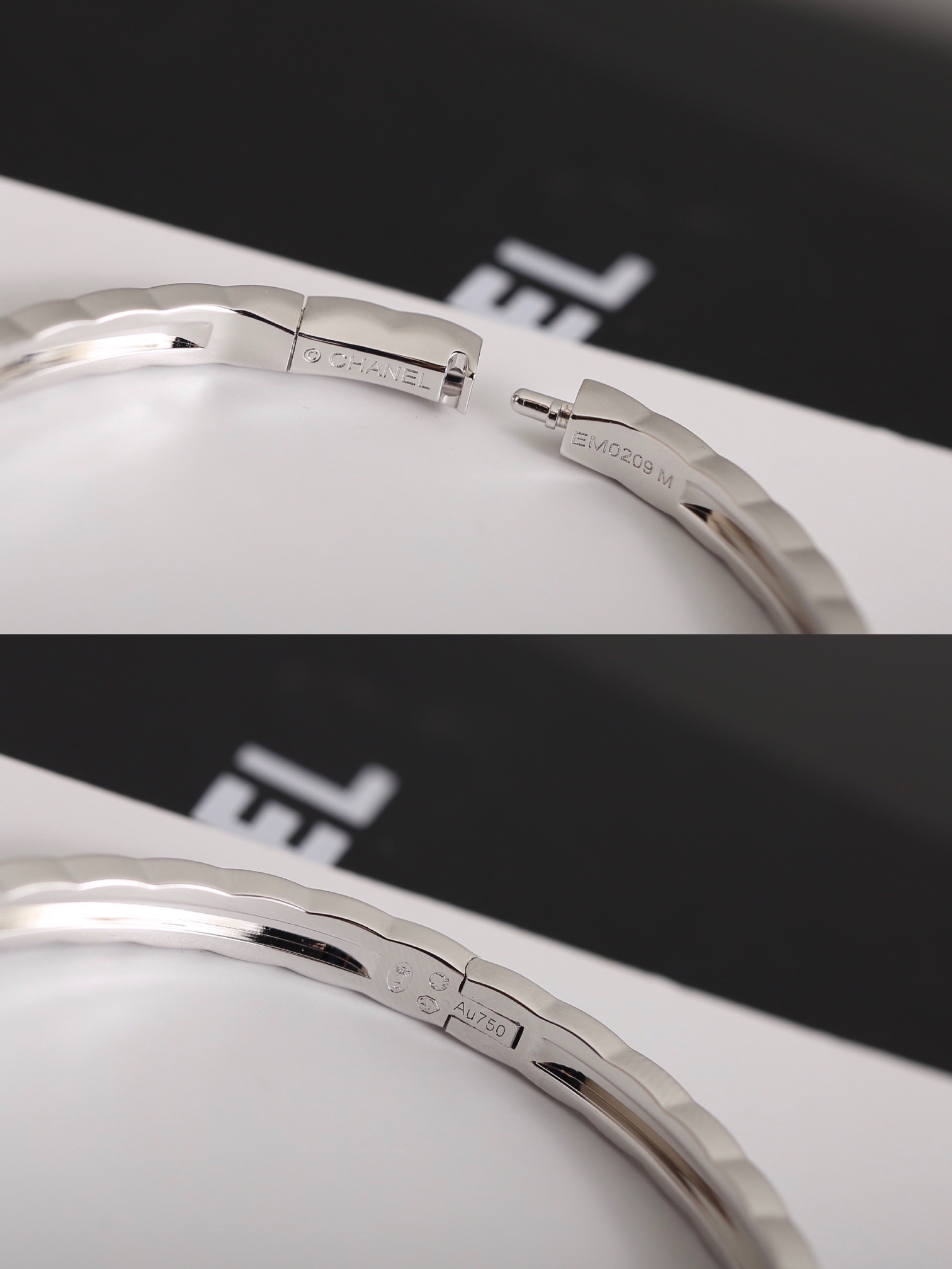 Luxury Chanel Quilted Bangle Bracelet - Rose Gold & Silver Finish