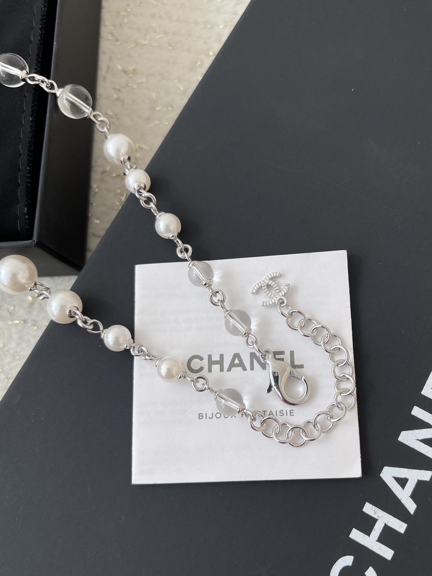 Luxury Multi-Strand Pearl & Crystal Sautoir Necklace with CC Logo
