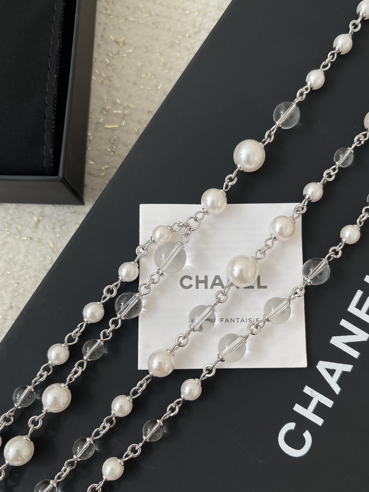 Luxury Multi-Strand Pearl & Crystal Sautoir Necklace with CC Logo