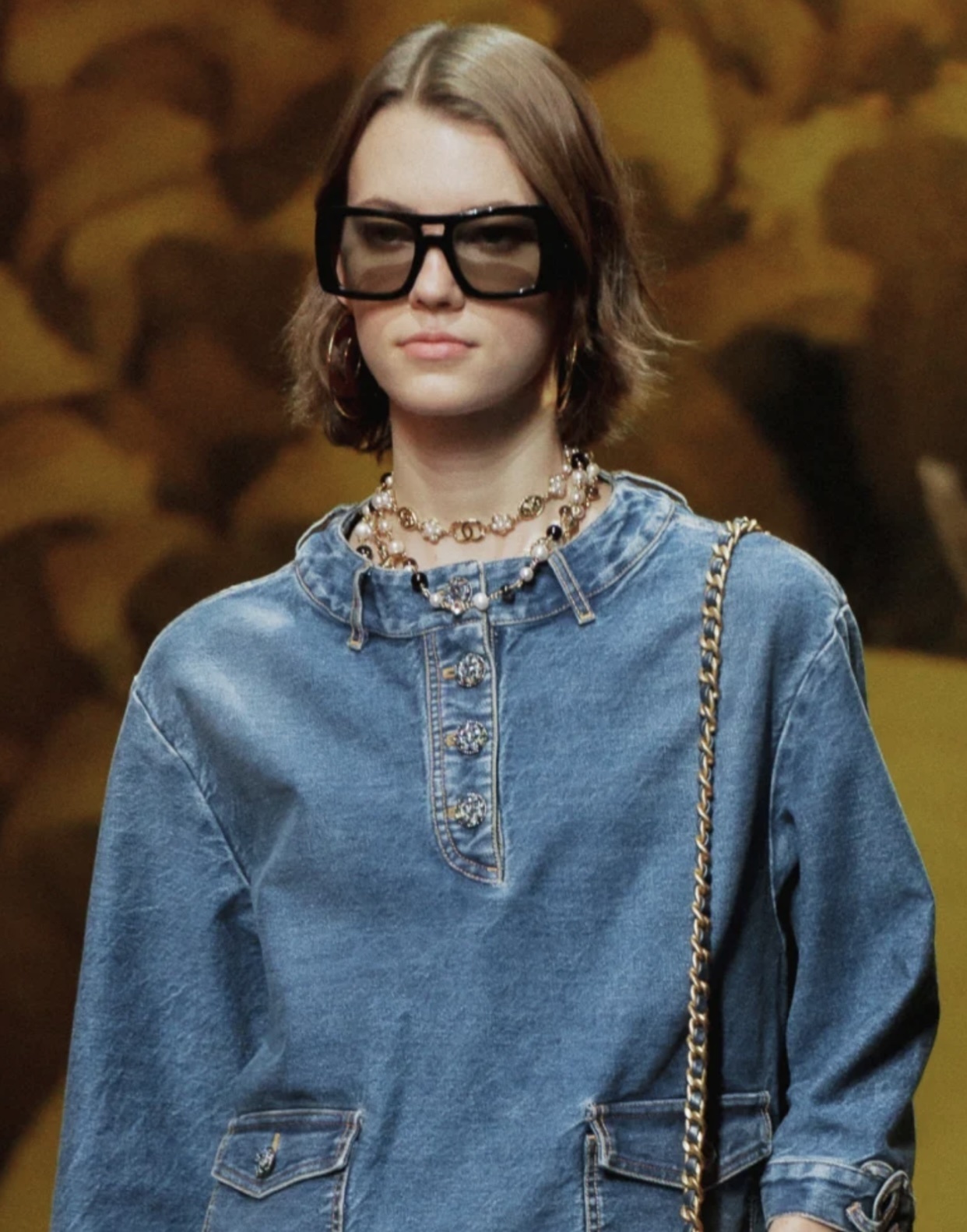 Chanel Multi-Strand Pearl & Bead Necklace with Gold-Tone CC Logo