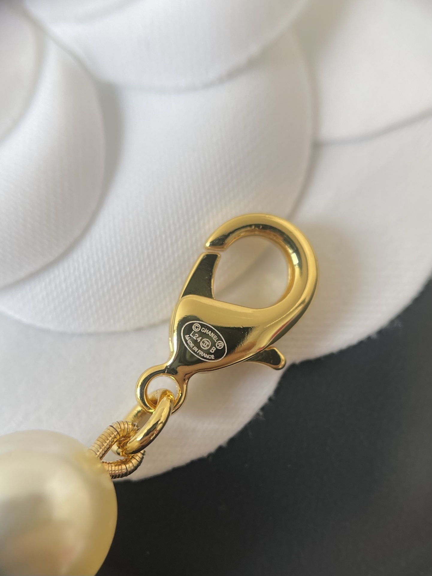 Luxury Double Layer Pearl Necklace with Black CC Logo Charms