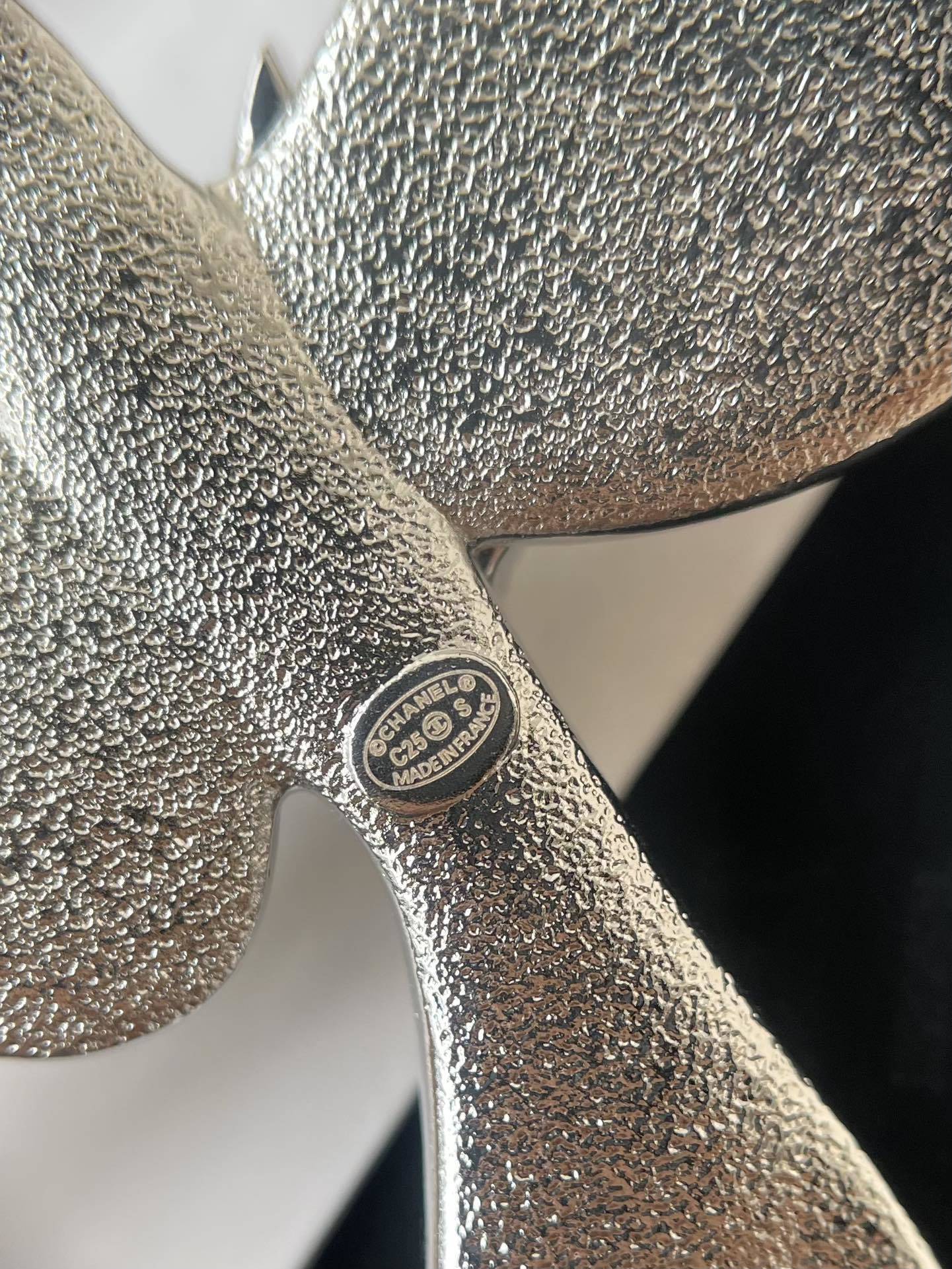 Chanel Swallow Bird Brooch Silver Crystal Pearl Logo Pin