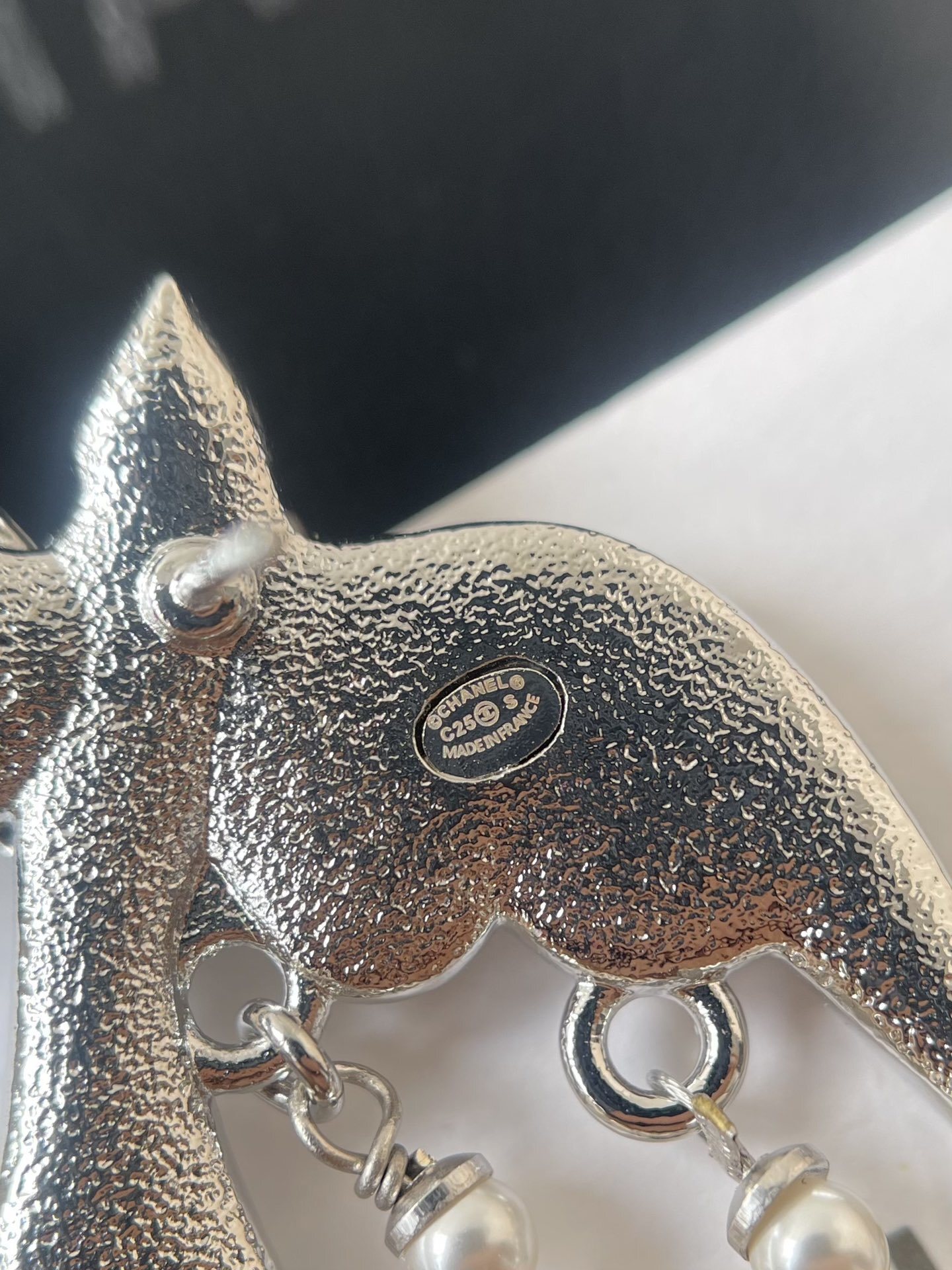 Chanel 2025 Crystal Bird & Pearl Drop Earrings Silver CC Logo