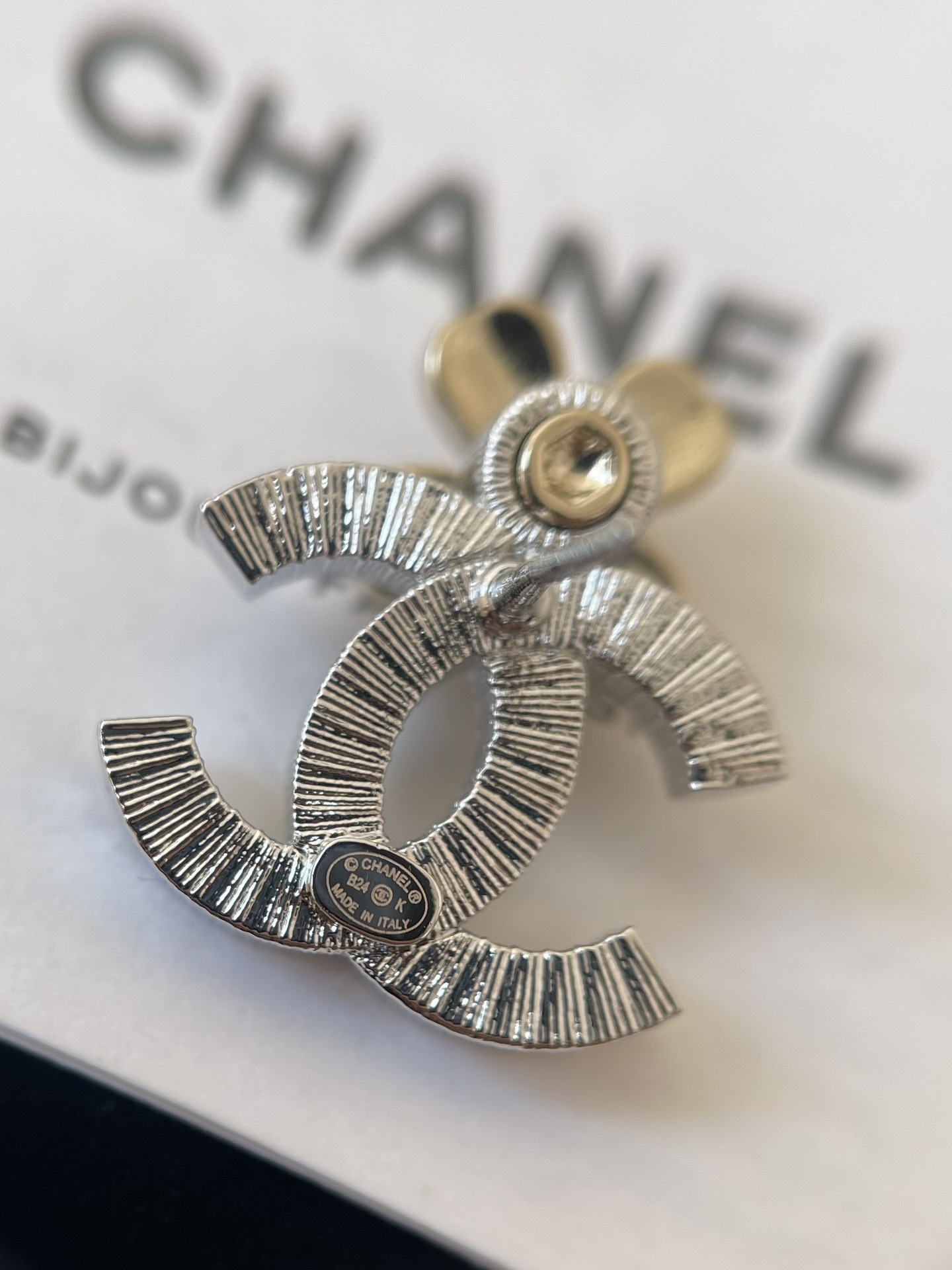 Elegant Crystal CC Stud Earrings with Pearl Flower Accent