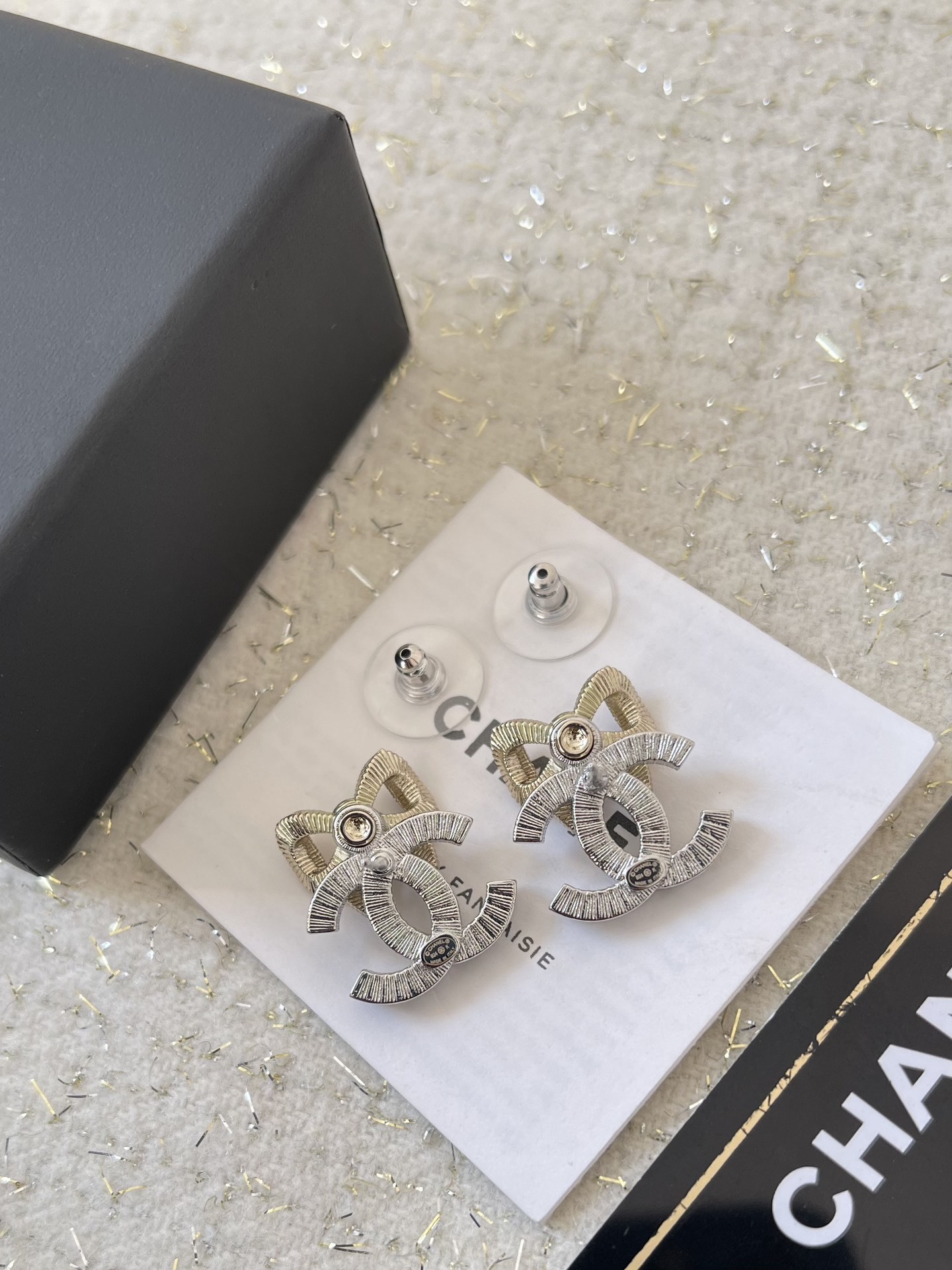 Chanel CC Bow Stud Earrings - Sparkling Crystal Luxury Jewelry