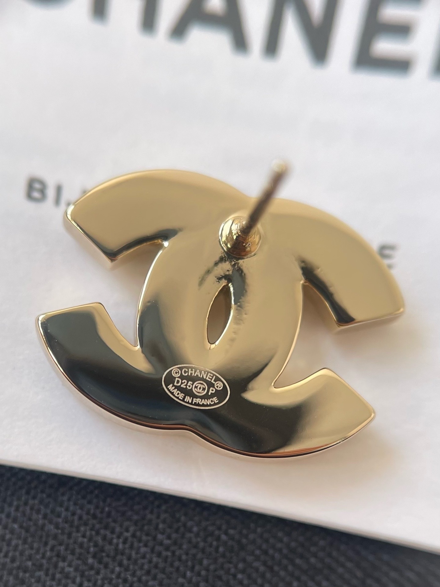Chanel CC Logo Stud Earrings - 2025 Spring Summer Preview Gold White
