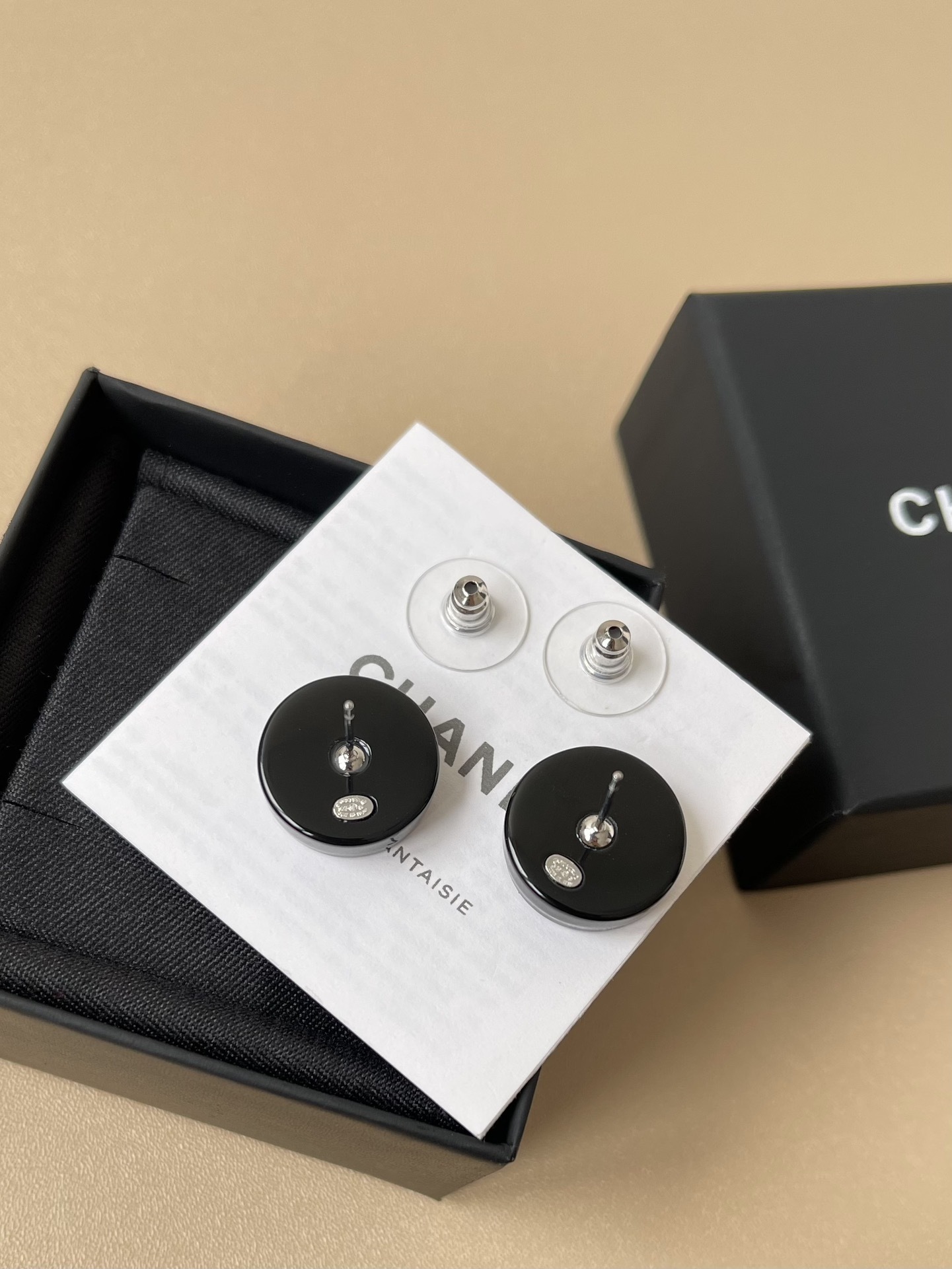 Chanel Crystal CC Logo Round Stud Earrings - Elegant Pink & Red