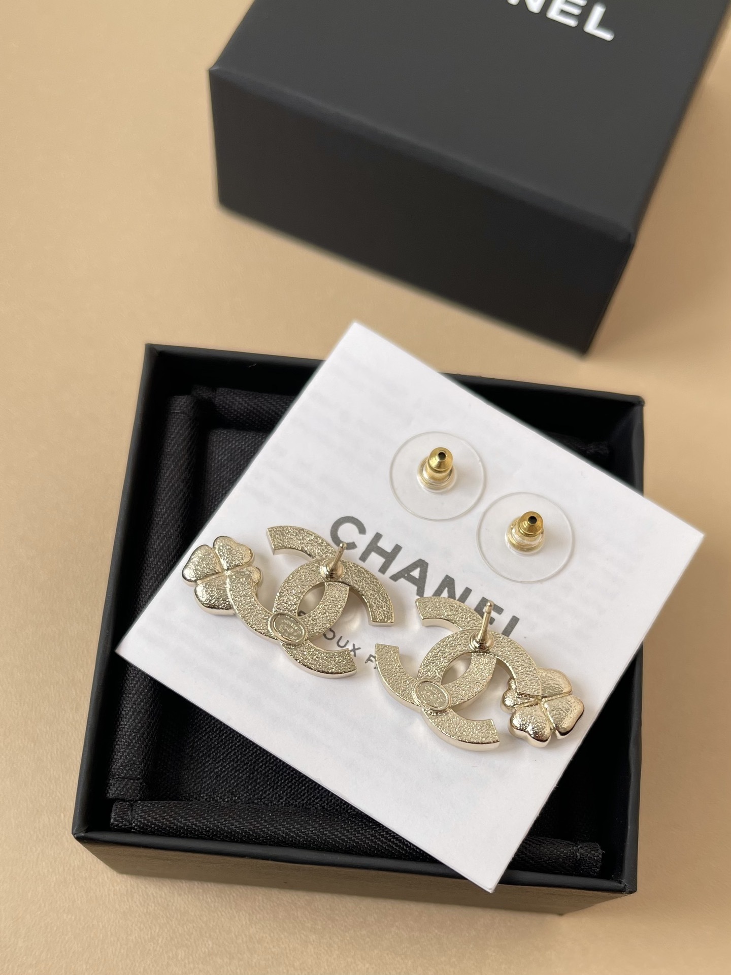 Elegant Crystal CC Logo & Clover Earrings - Premium Jewelry Gift