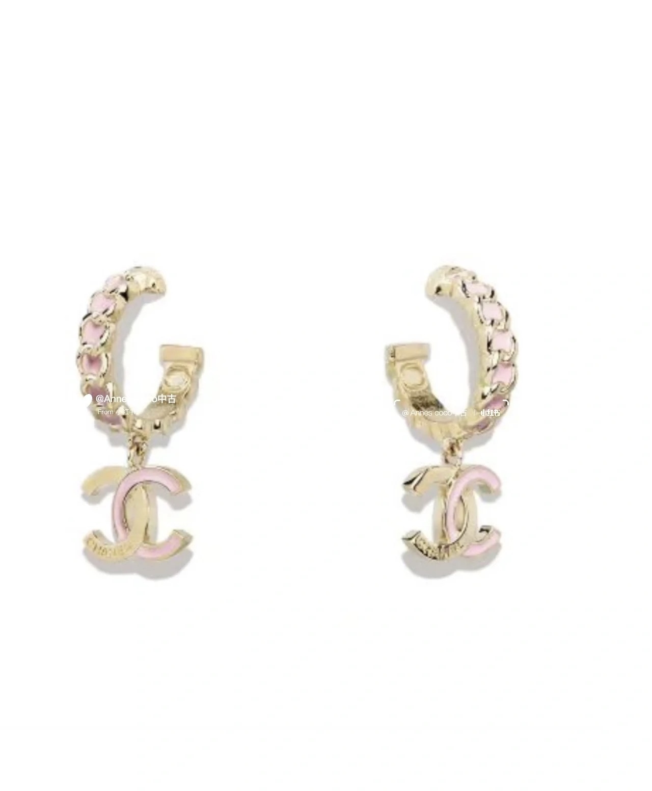 Luxury Gold & Pink Enamel CC Logo Hoop Earrings for Women