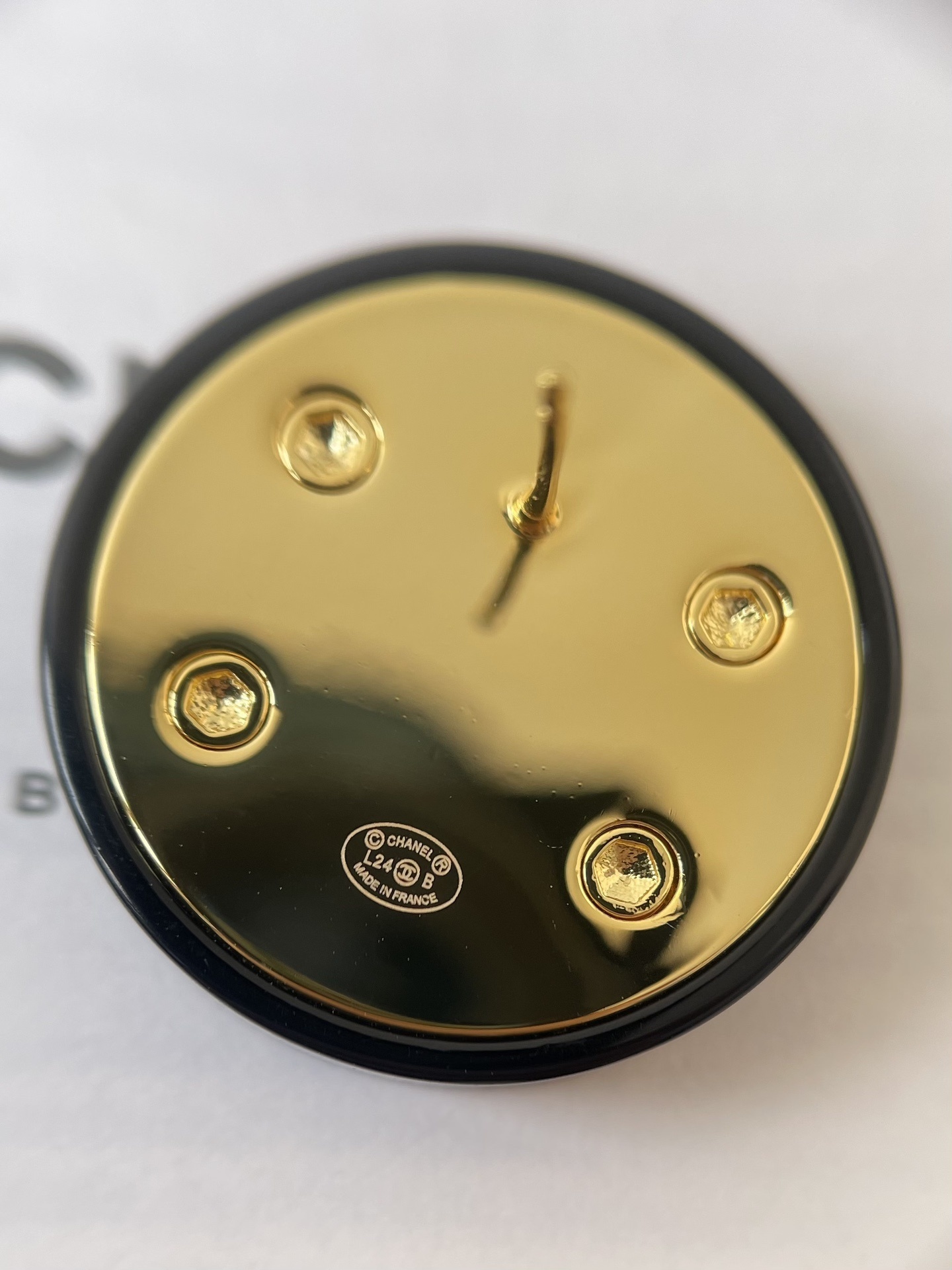 Luxury Chanel CC Logo Round Stud Earrings - Black & Gold