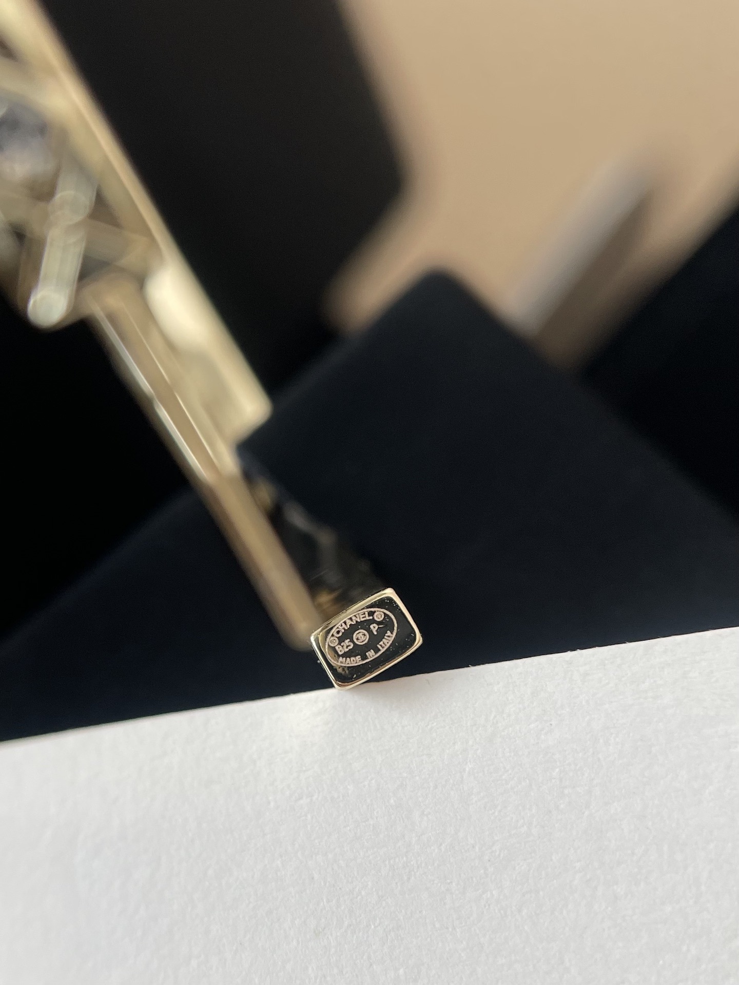 Chanel Gold Quilted Hoop Earrings with Crystals and CC Logo