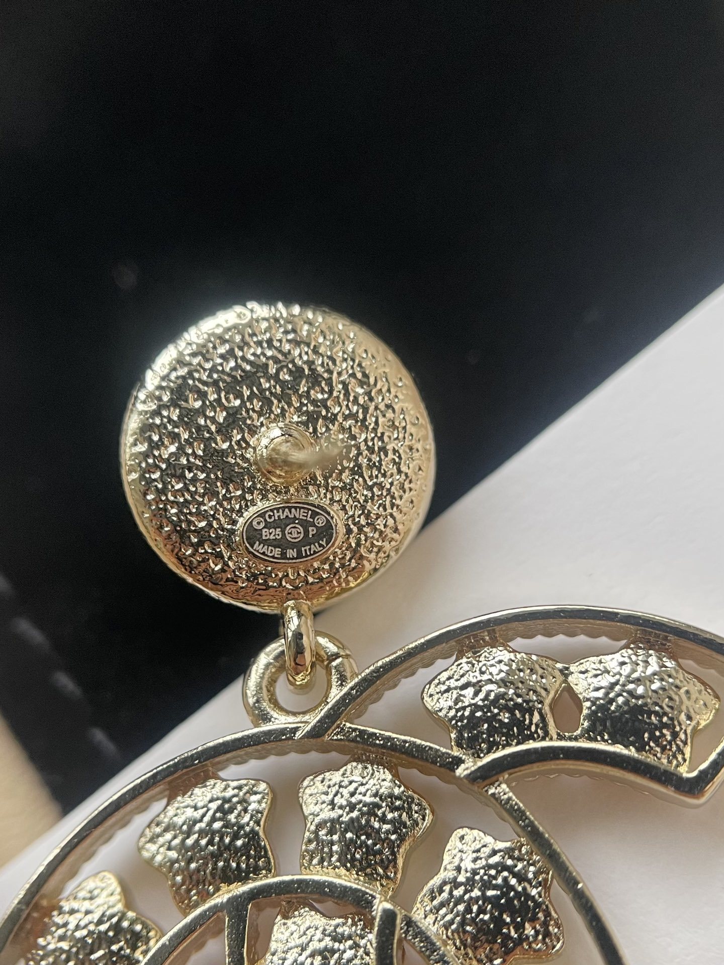 Luxury CC Logo Drop Earrings with Multi-Color Star Crystals & Pearl