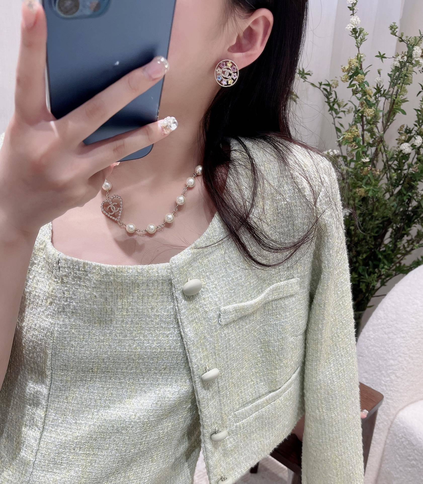 Elegant CC Logo Colorful Star Crystal Stud Earrings for Women