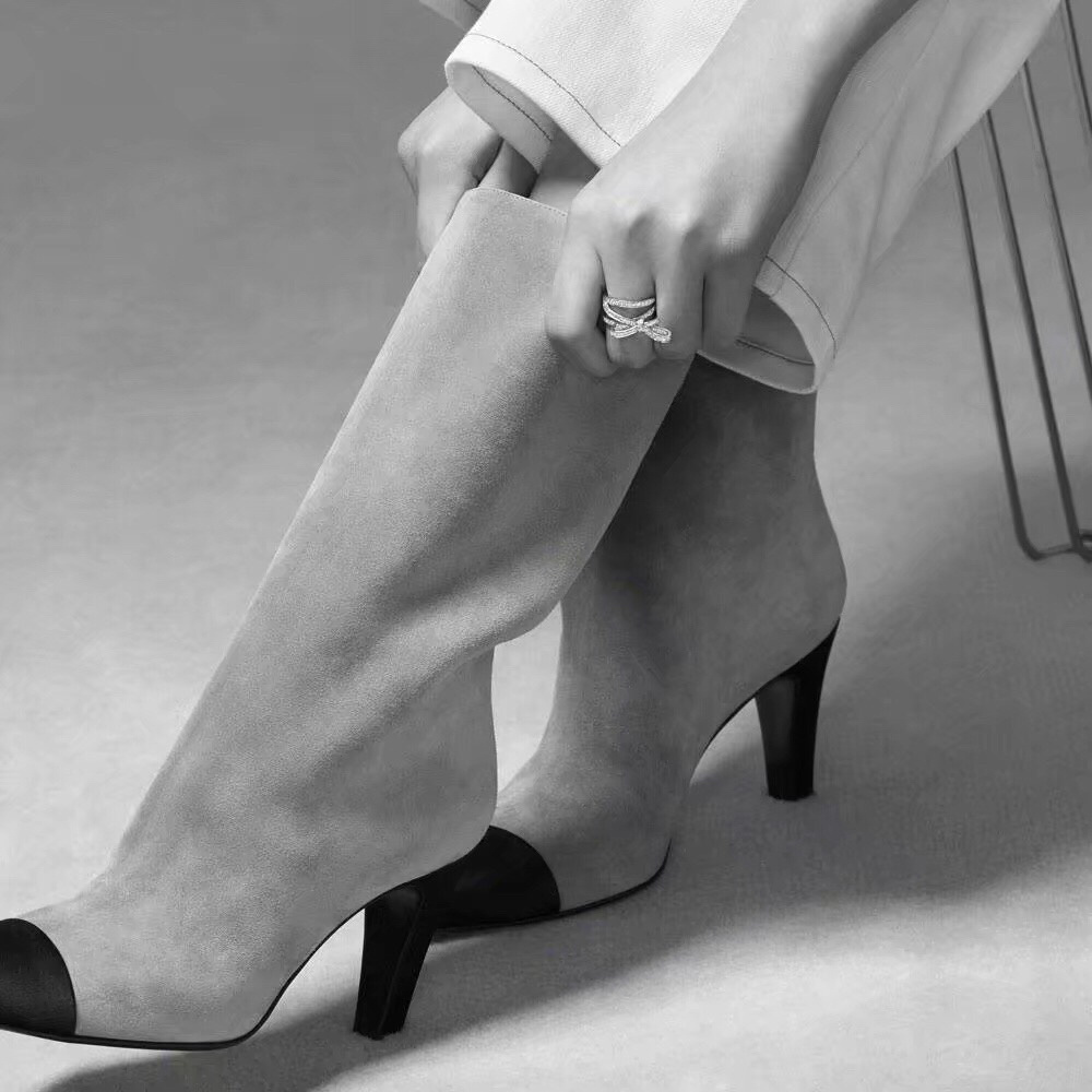 Chanel Ruban Bow Ring Silver Finish Encrusted with Crystals