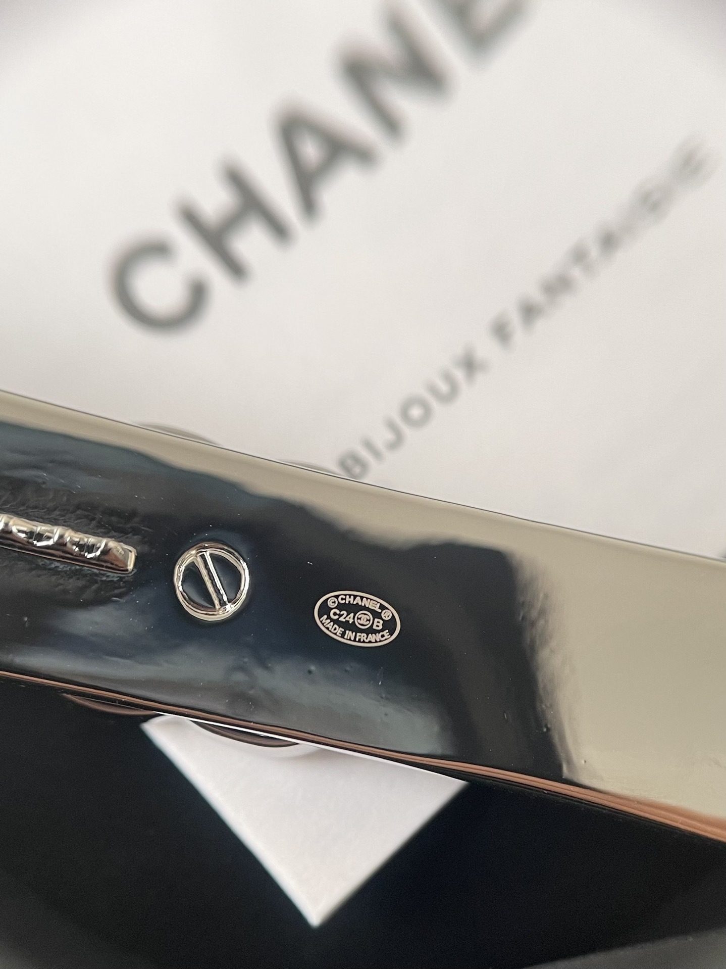 Luxury Chanel Denim CC Logo Barrette Hair Clip - Silver Finish