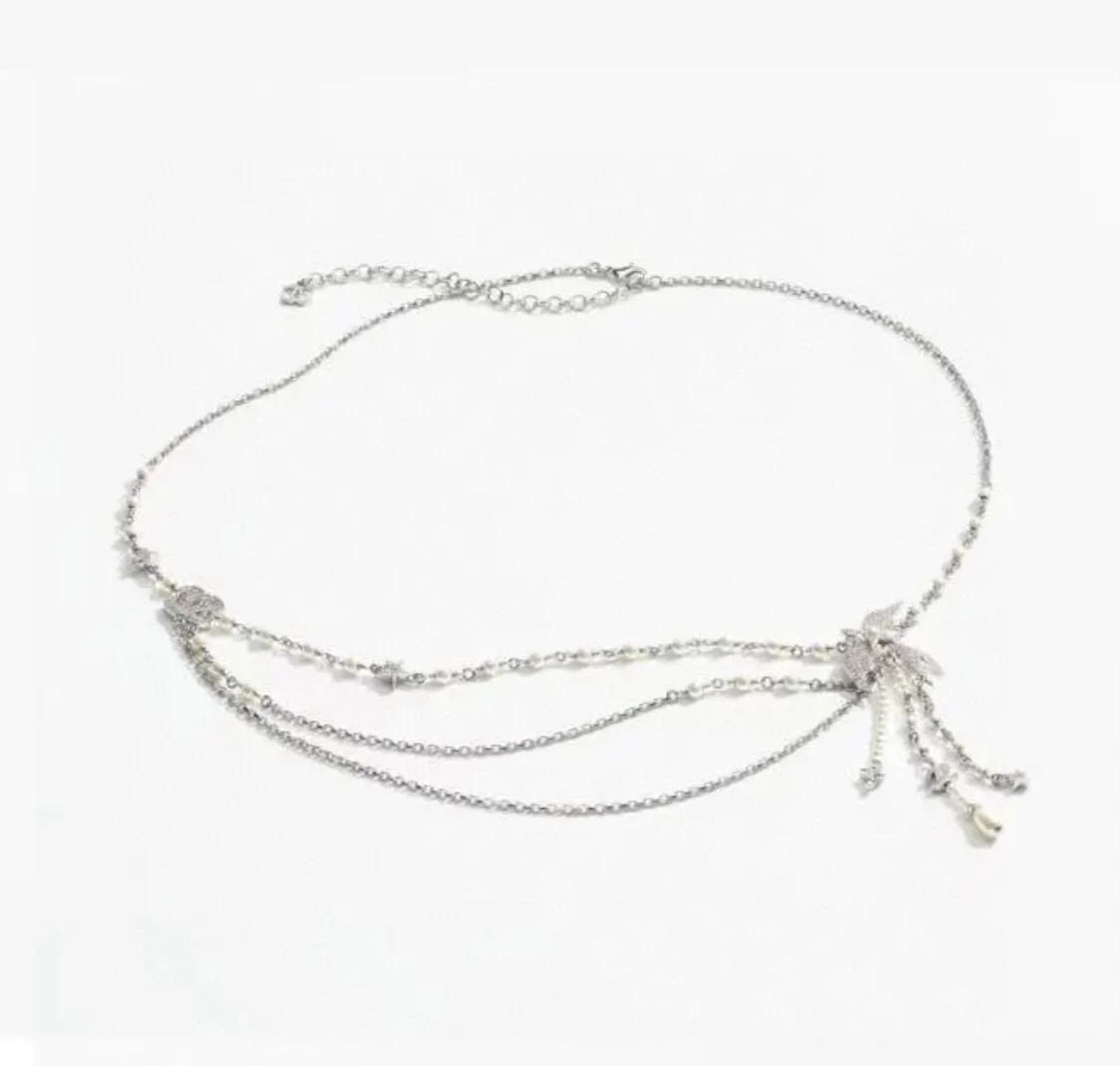 Luxury Pearl & Crystal Layered Waist Chain Belt for Women