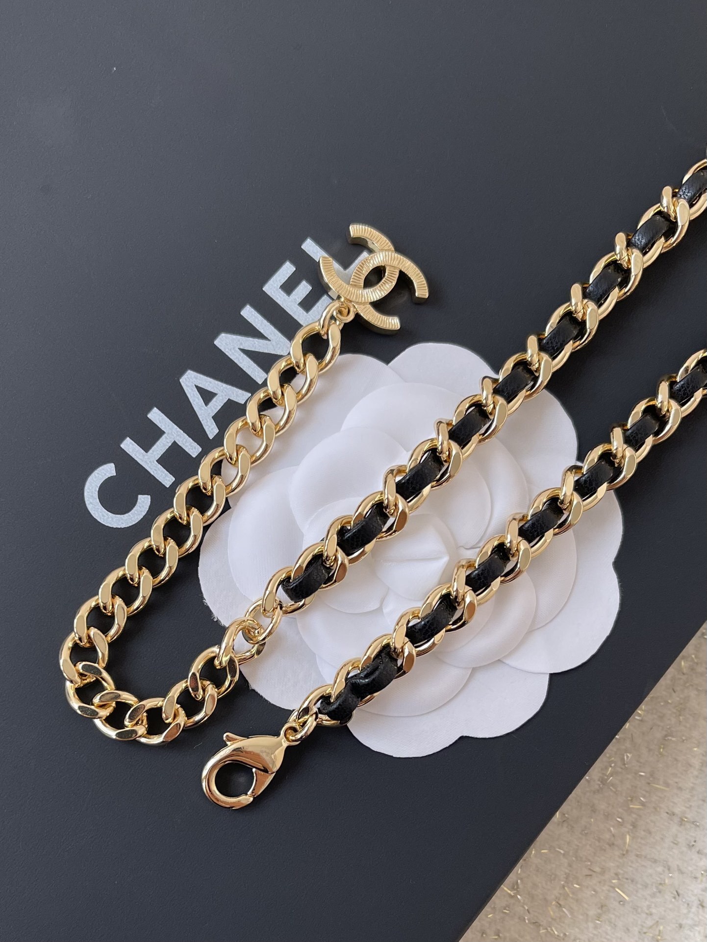 Elegant Leather Woven Chain Belt with Crystal Heart Charm