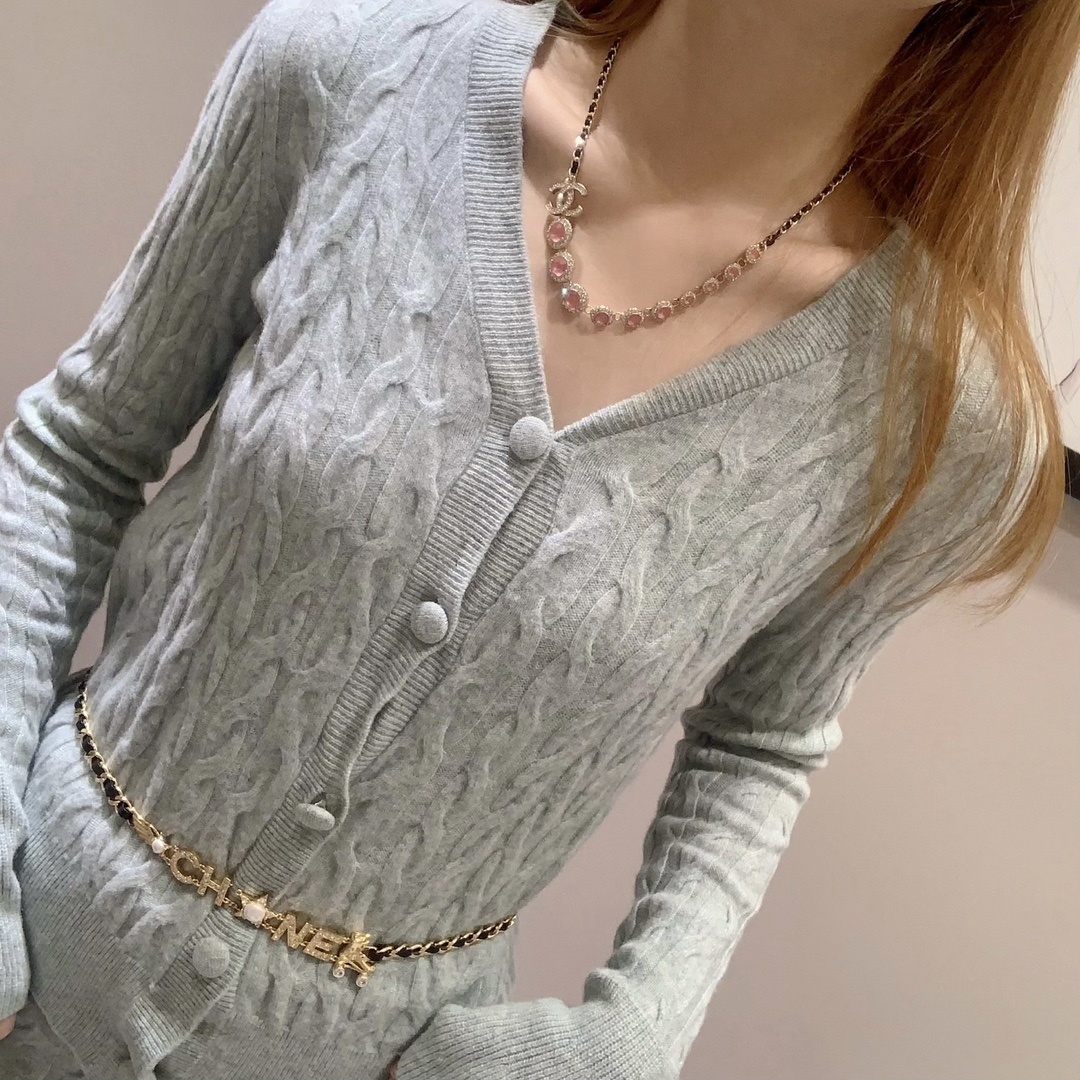 Chanel Gold-Tone Chain Belt with Crystal Lettering & Roller Skate