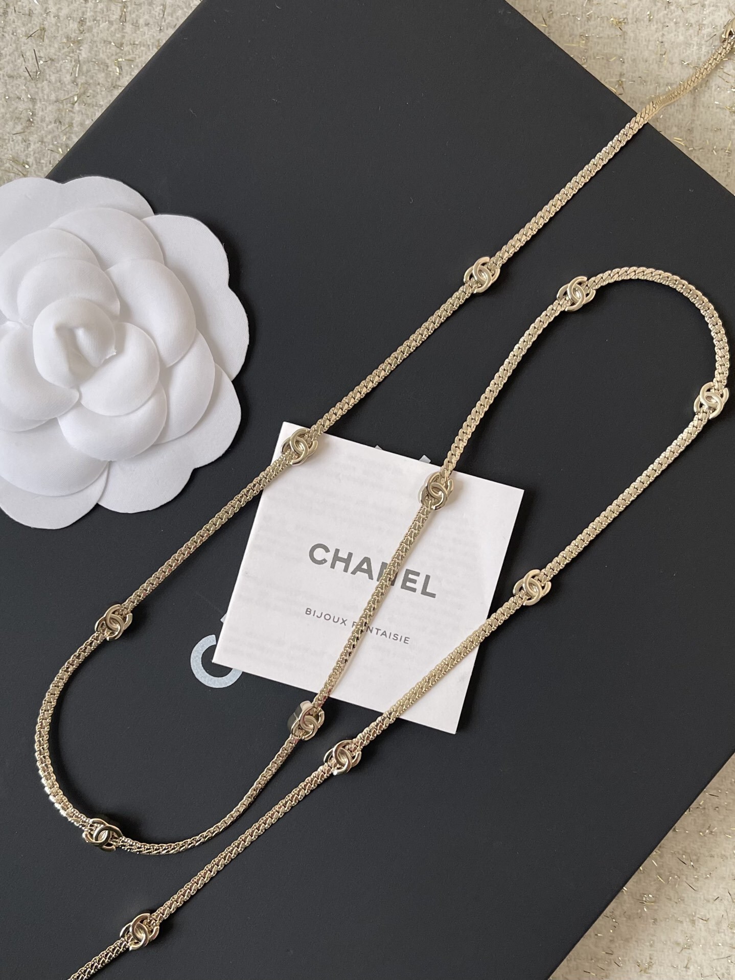 Elegant CC Logo Long Chain Necklace - Versatile Designer Style