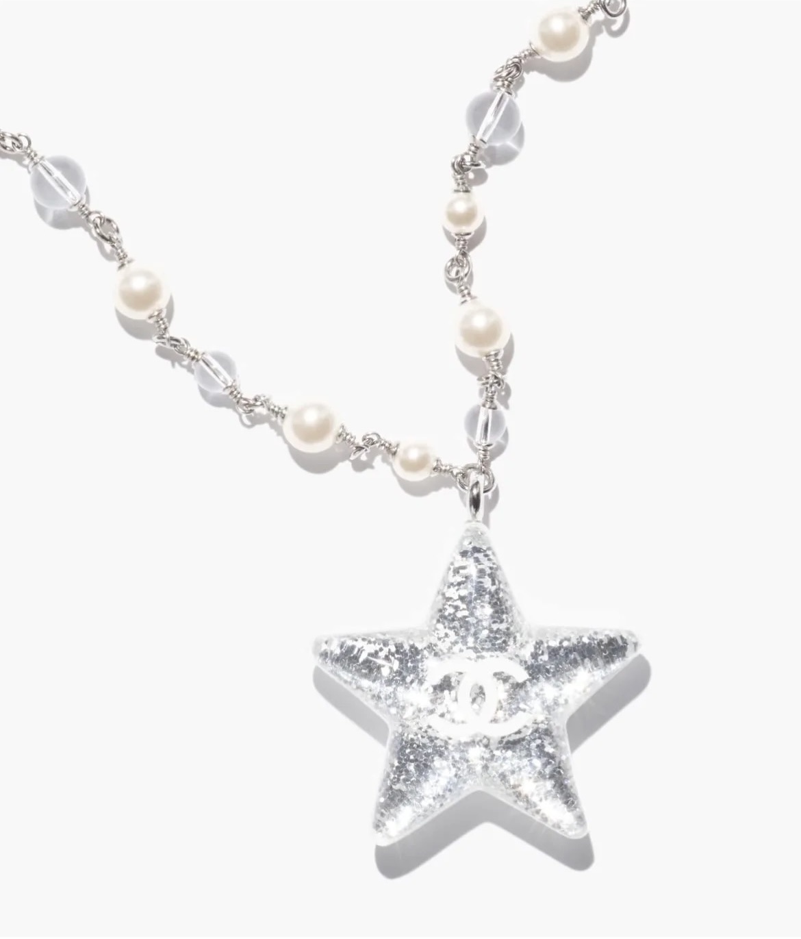 Elegant Star Pendant Pearl Necklace with CC Logo - Luxury Jewelry