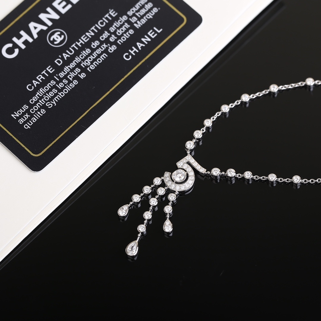 Luxury Number 5 Crystal Necklace & Earrings Set - Elegant Jewelry