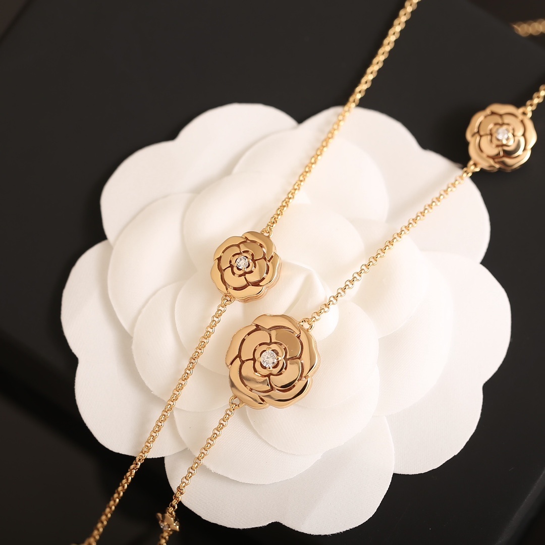 Chanel Camellia Long Y-Necklace Luxury Floral Jewelry for Women